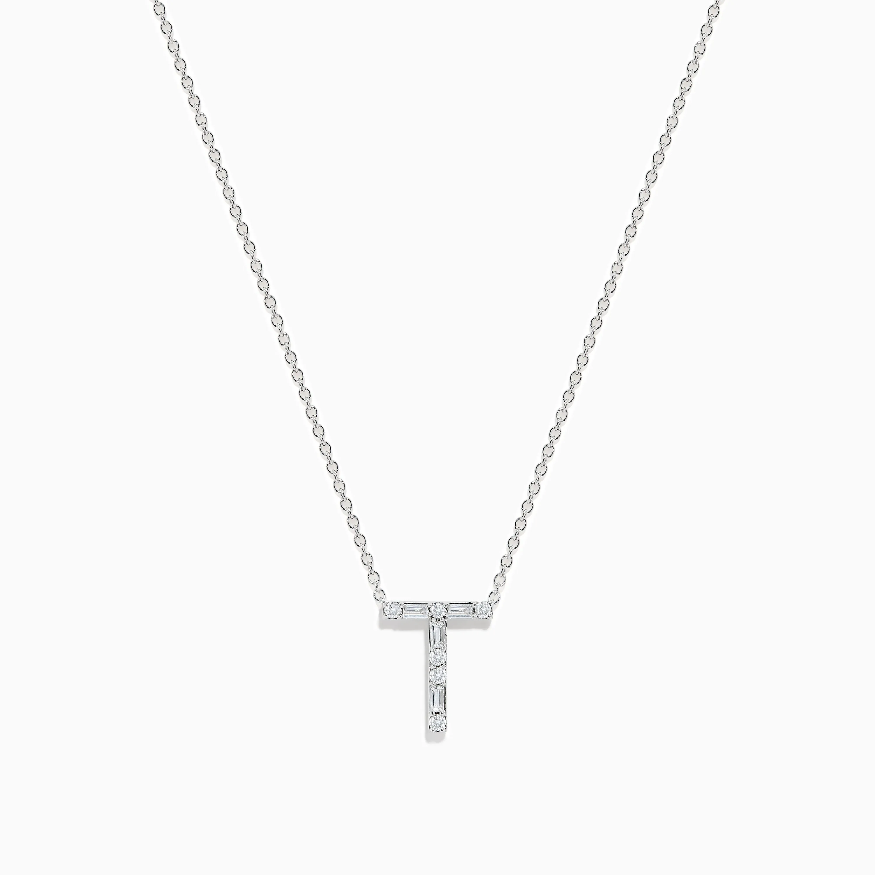 14K White Gold Diamond Initial "T" Pendant sold by Effy