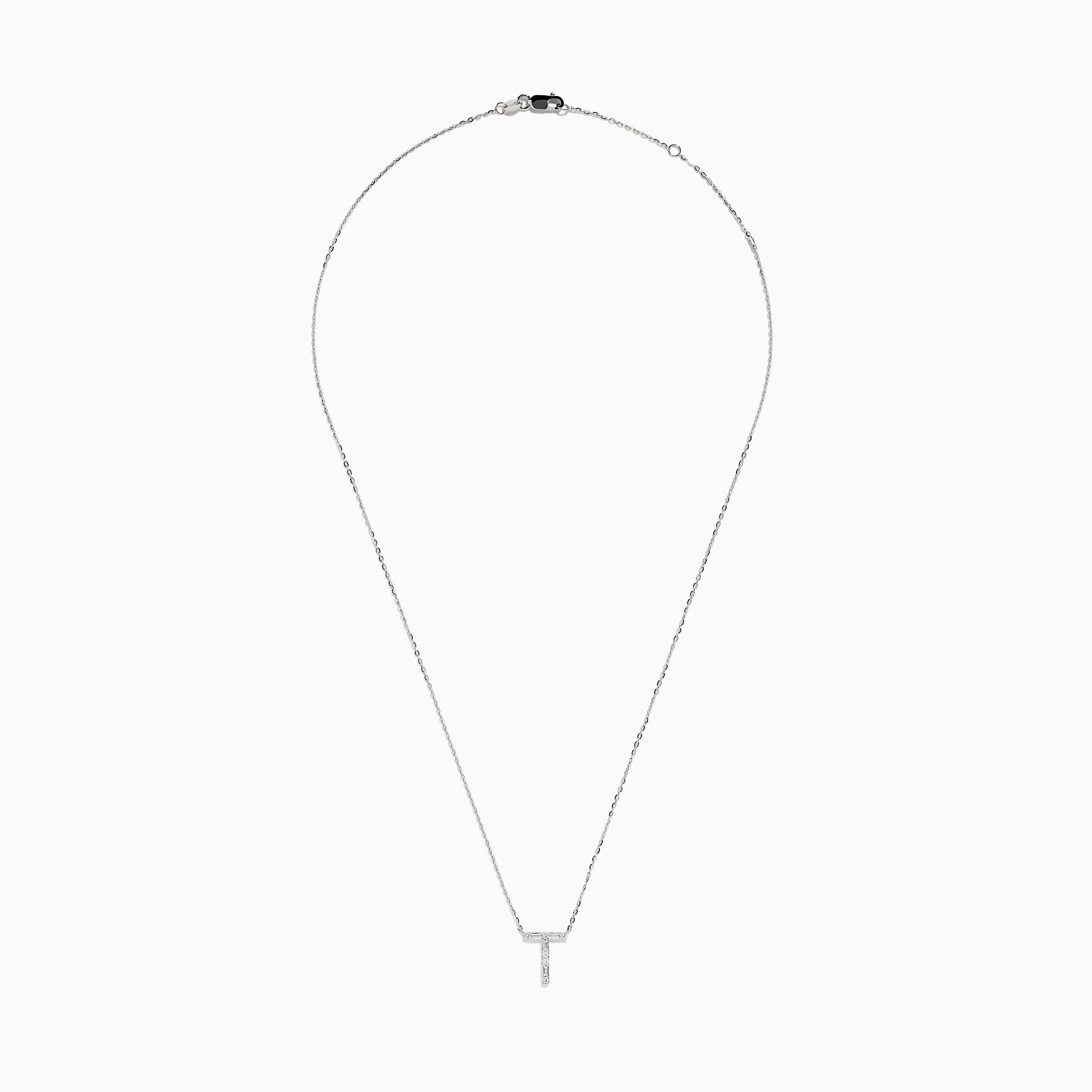 14K White Gold Diamond Initial "T" Pendant sold by Effy product image thumbnail 2