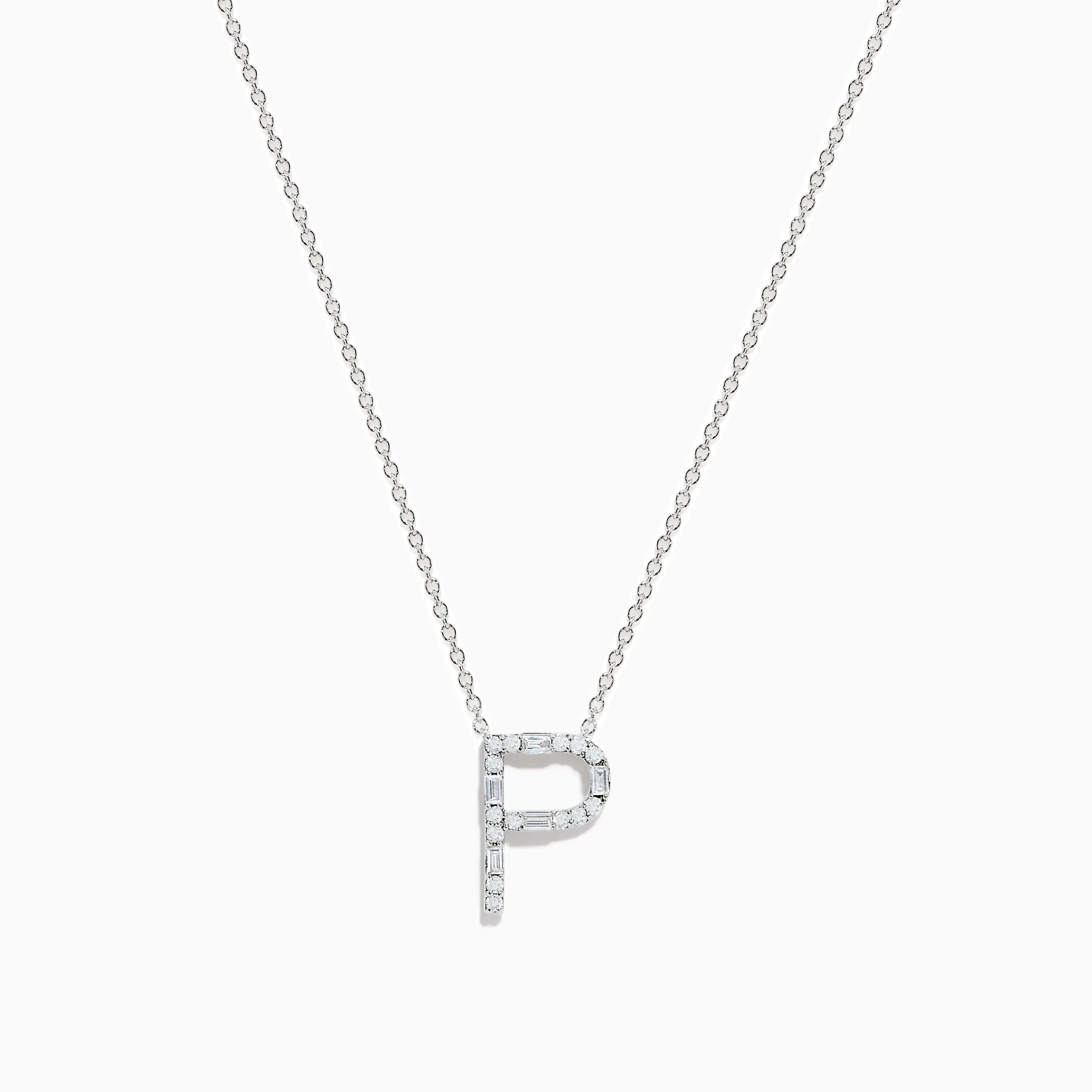 14K White Gold Diamond Initial "P" Pendant sold by Effy