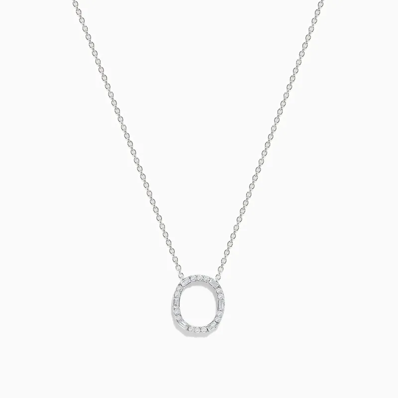 14K White Gold Diamond Initial "O" Pendant sold by Effy
