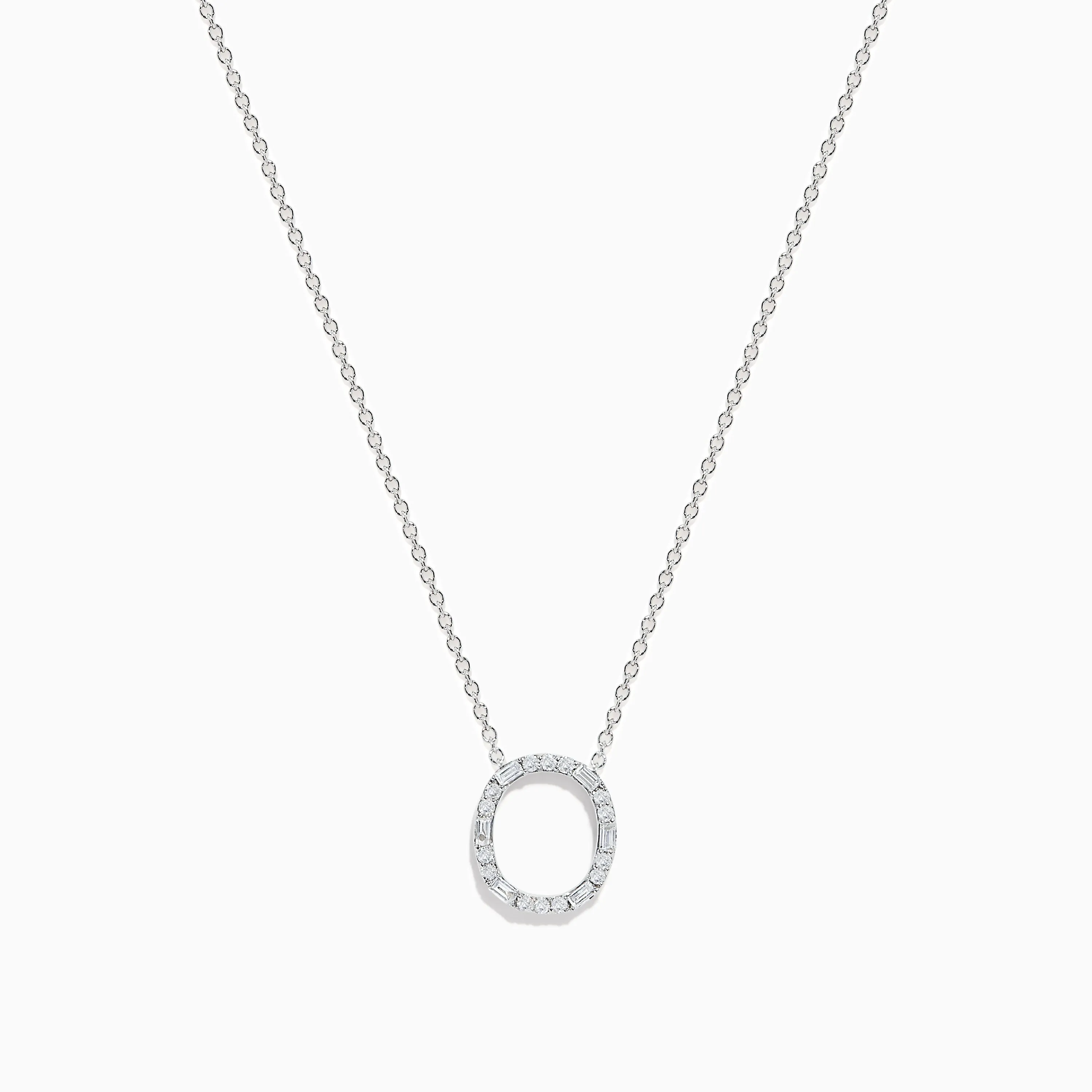 14K White Gold Diamond Initial "O" Pendant sold by Effy