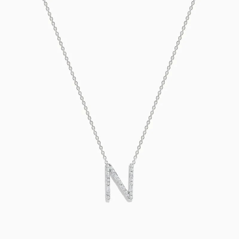 14K White Gold Diamond Initial "N" Pendant sold by Effy