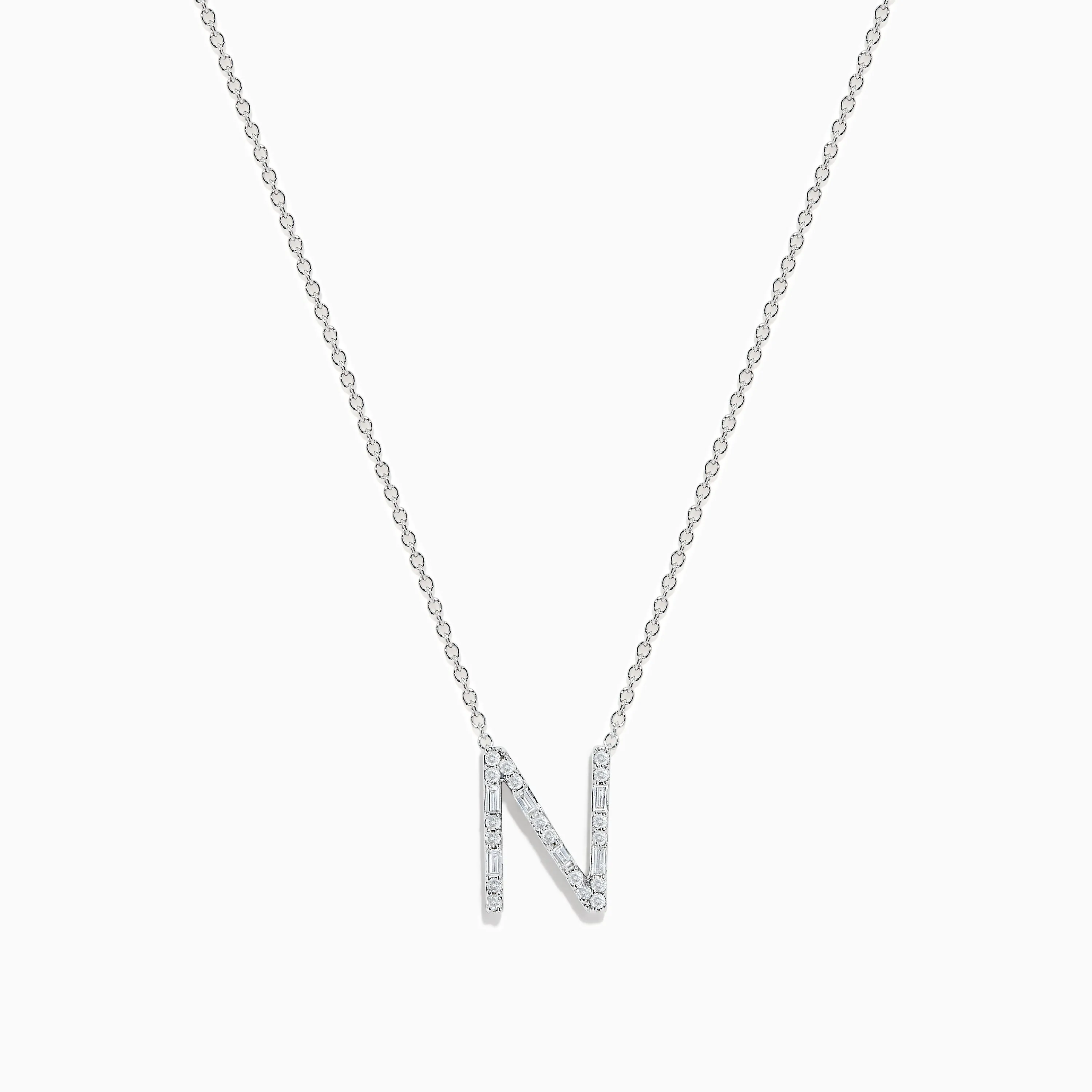 14K White Gold Diamond Initial "N" Pendant sold by Effy