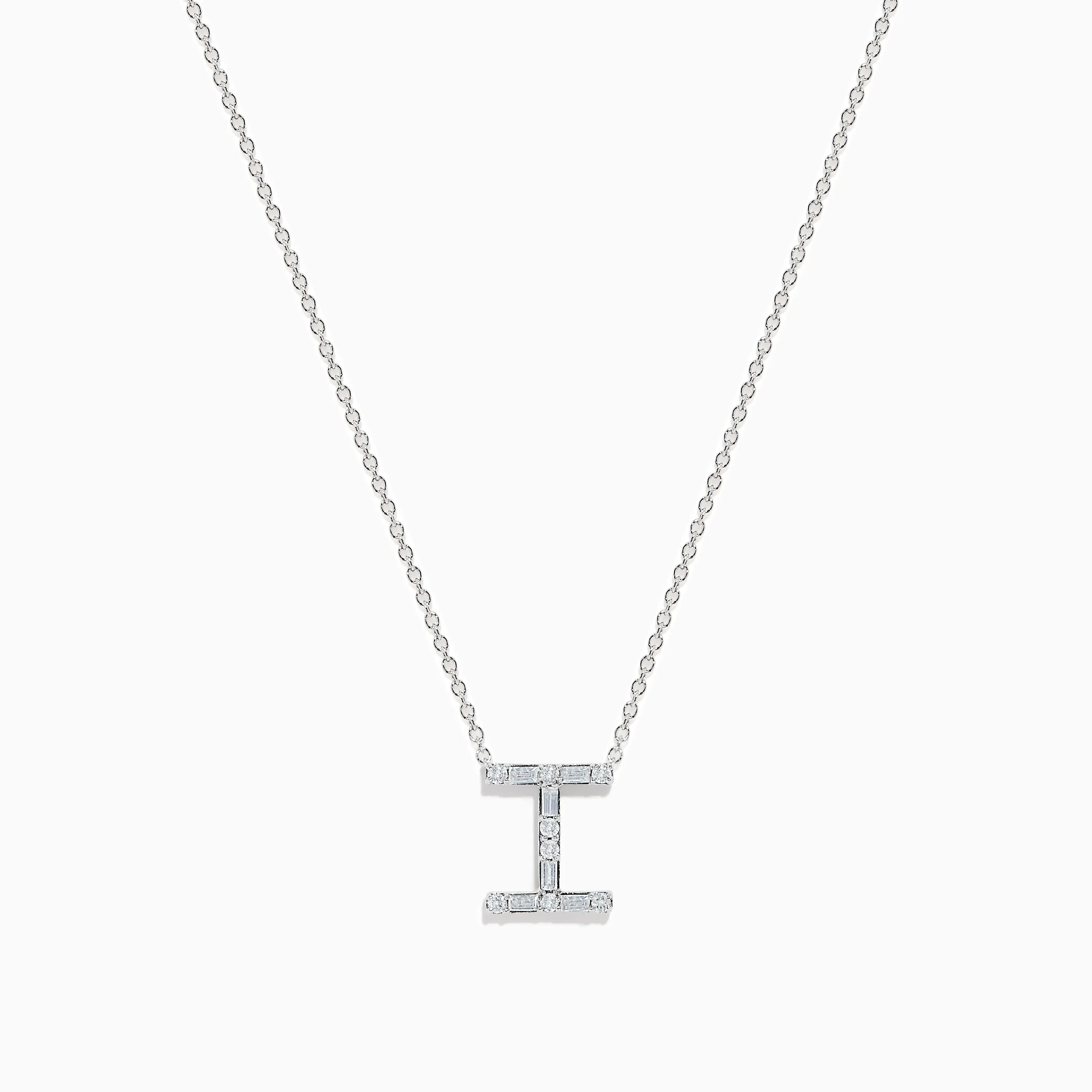 14K White Gold Diamond Initial "I" Pendant sold by Effy
