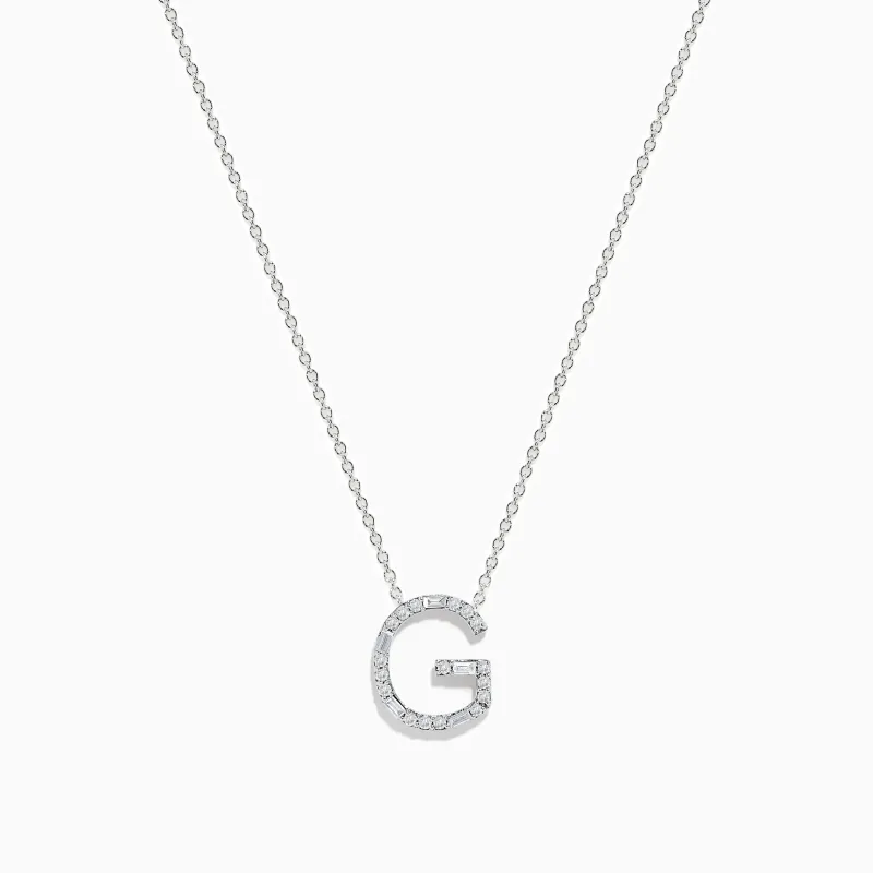 14K White Gold Diamond Initial "G" Pendant sold by Effy