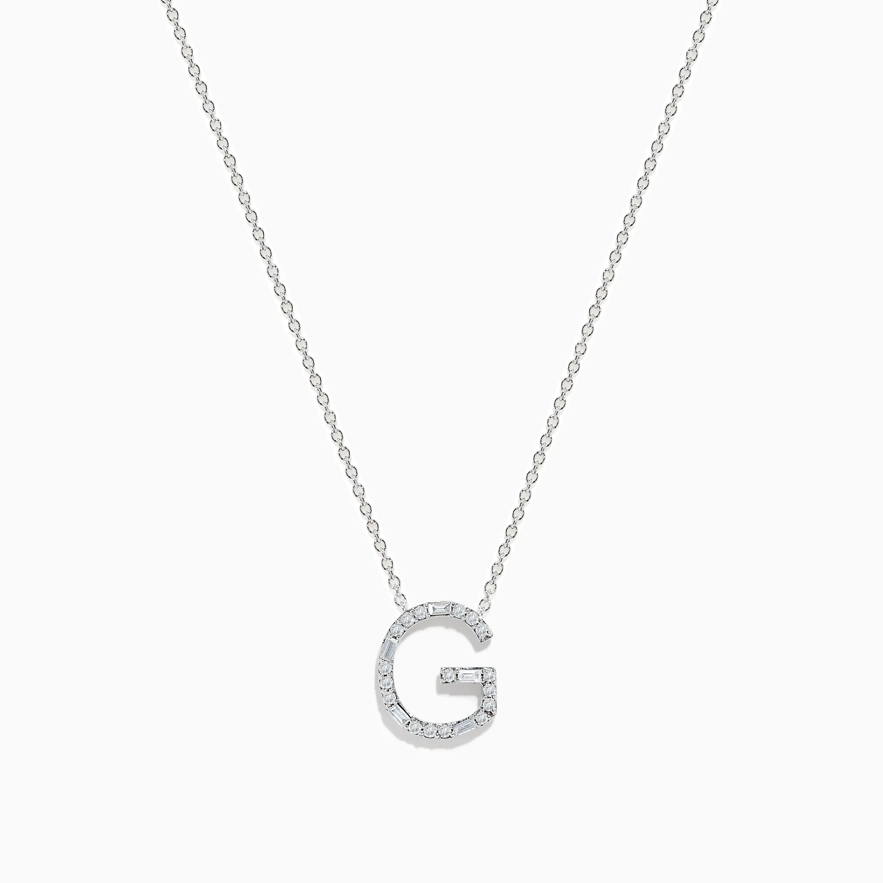 14K White Gold Diamond Initial "G" Pendant sold by Effy
