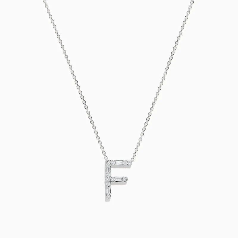14K White Gold Diamond Initial "F" Pendant sold by Effy