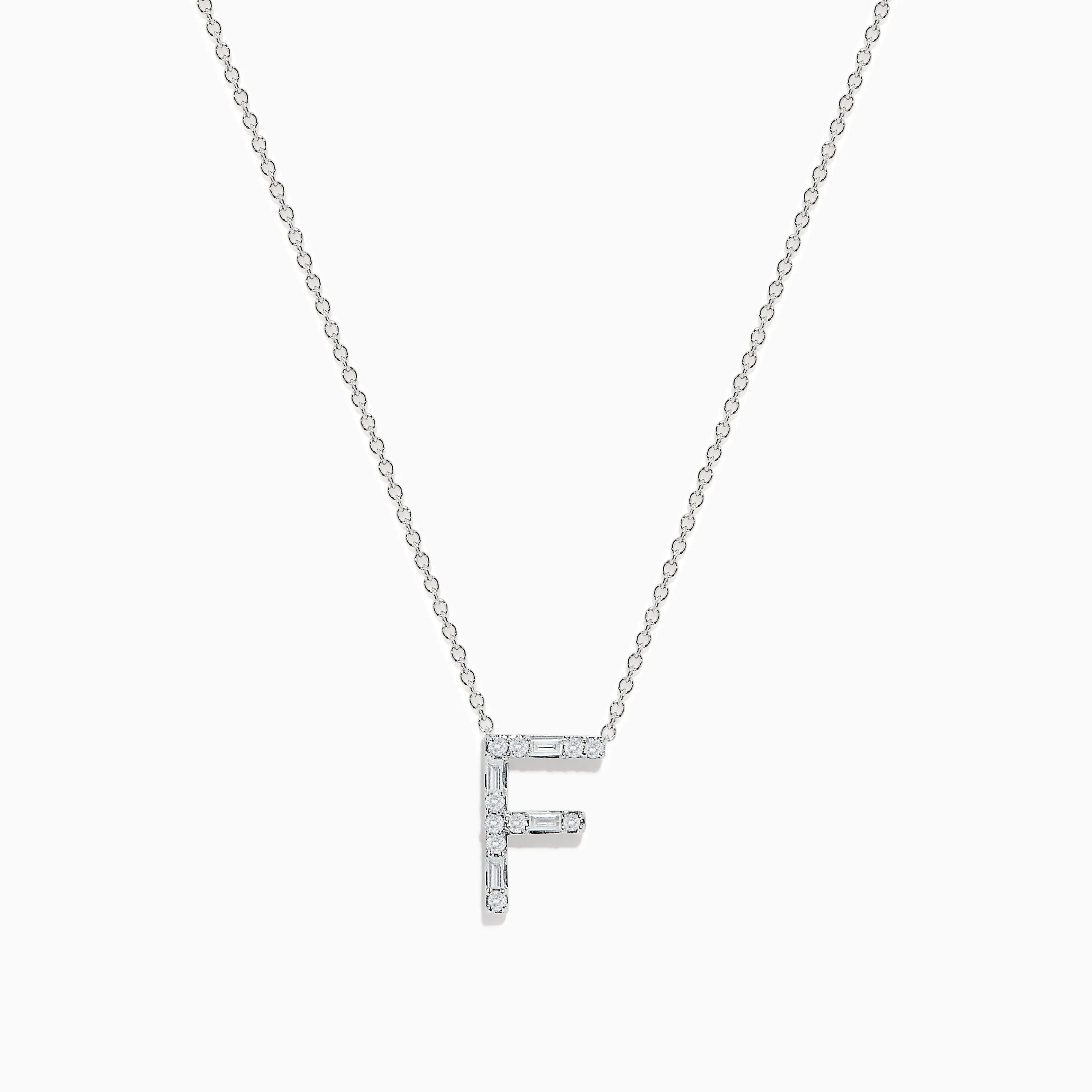 14K White Gold Diamond Initial "F" Pendant sold by Effy