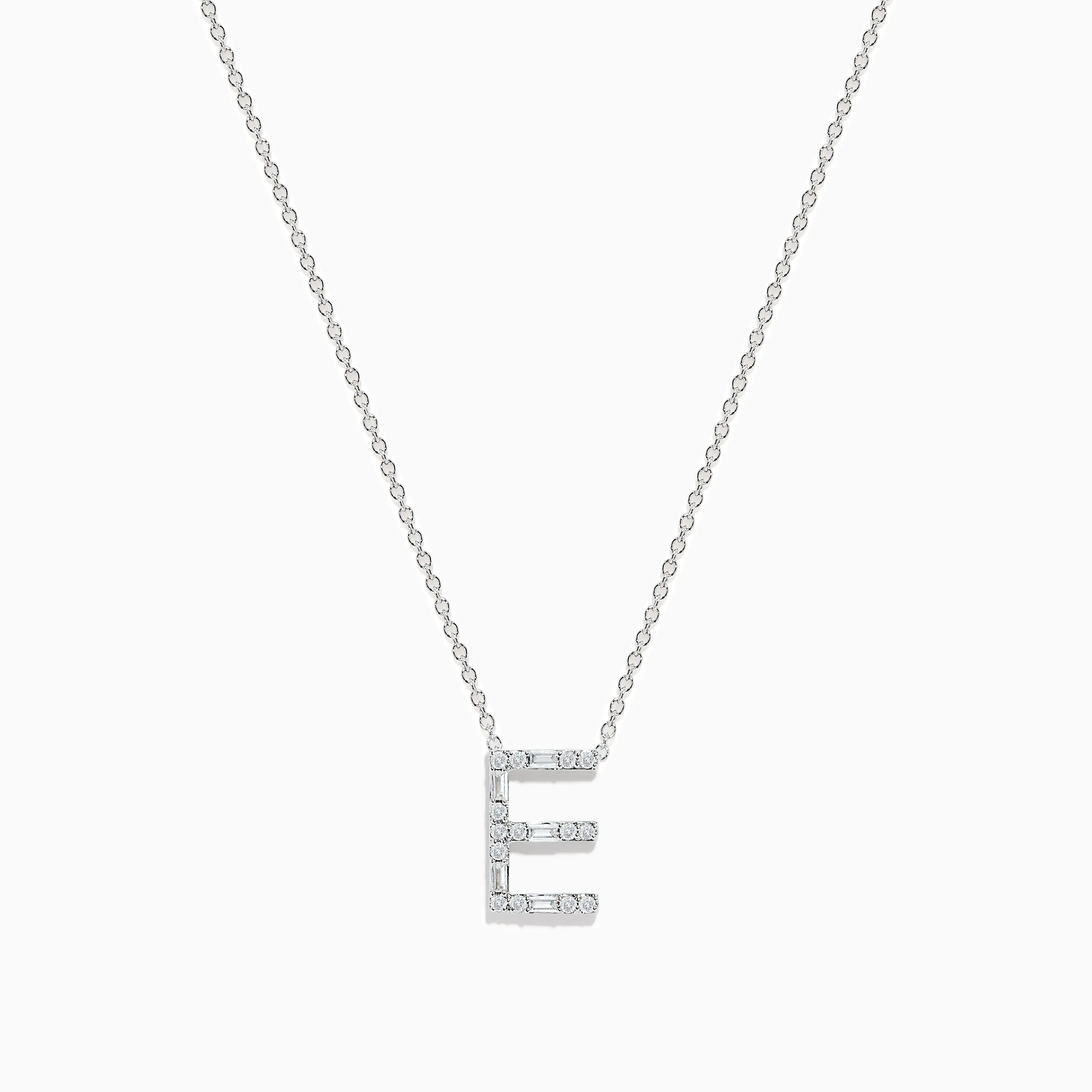 14K White Gold Diamond Initial "E" Pendant sold by Effy