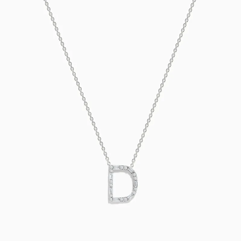 14K White Gold Diamond Initial "D" Pendant sold by Effy