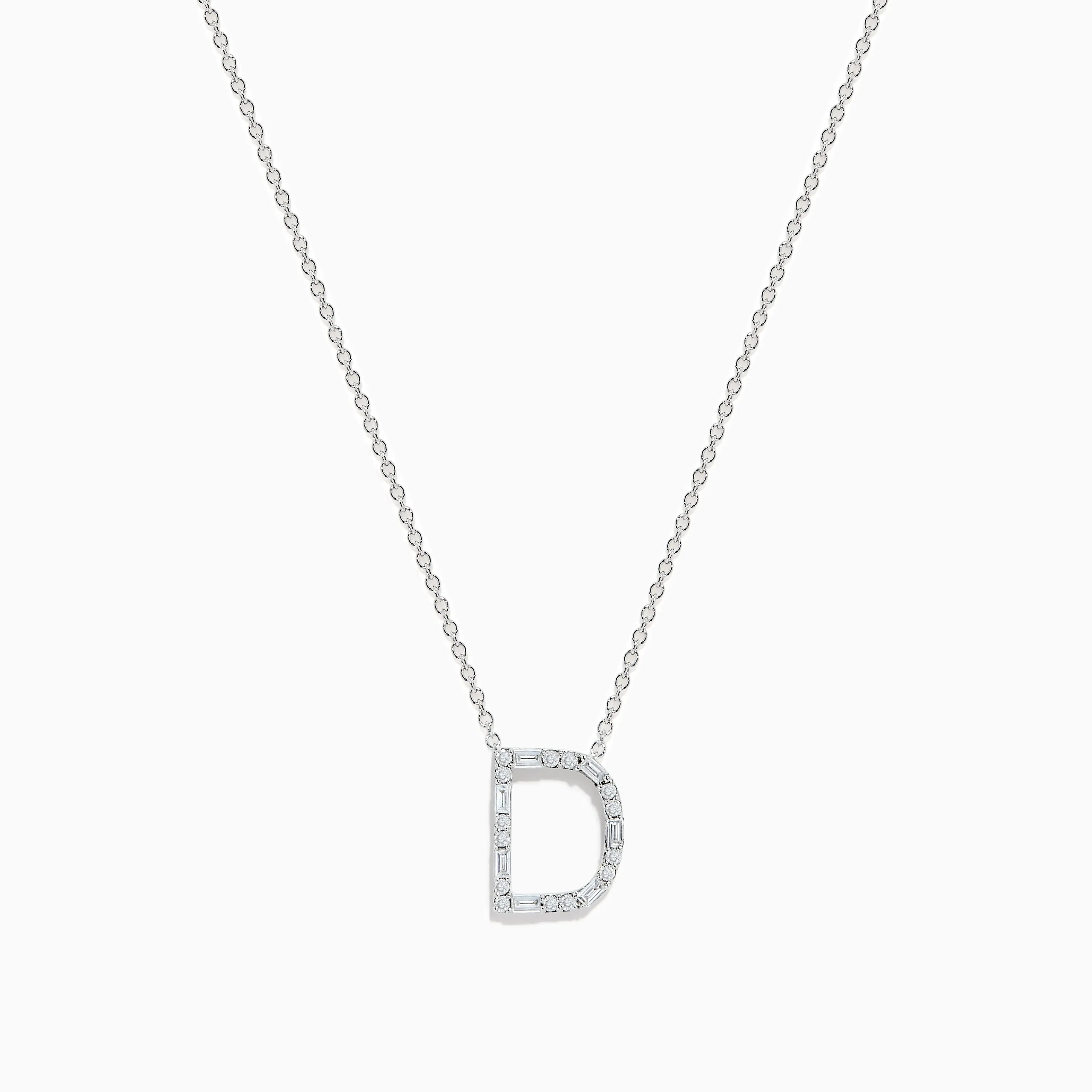 14K White Gold Diamond Initial "D" Pendant sold by Effy
