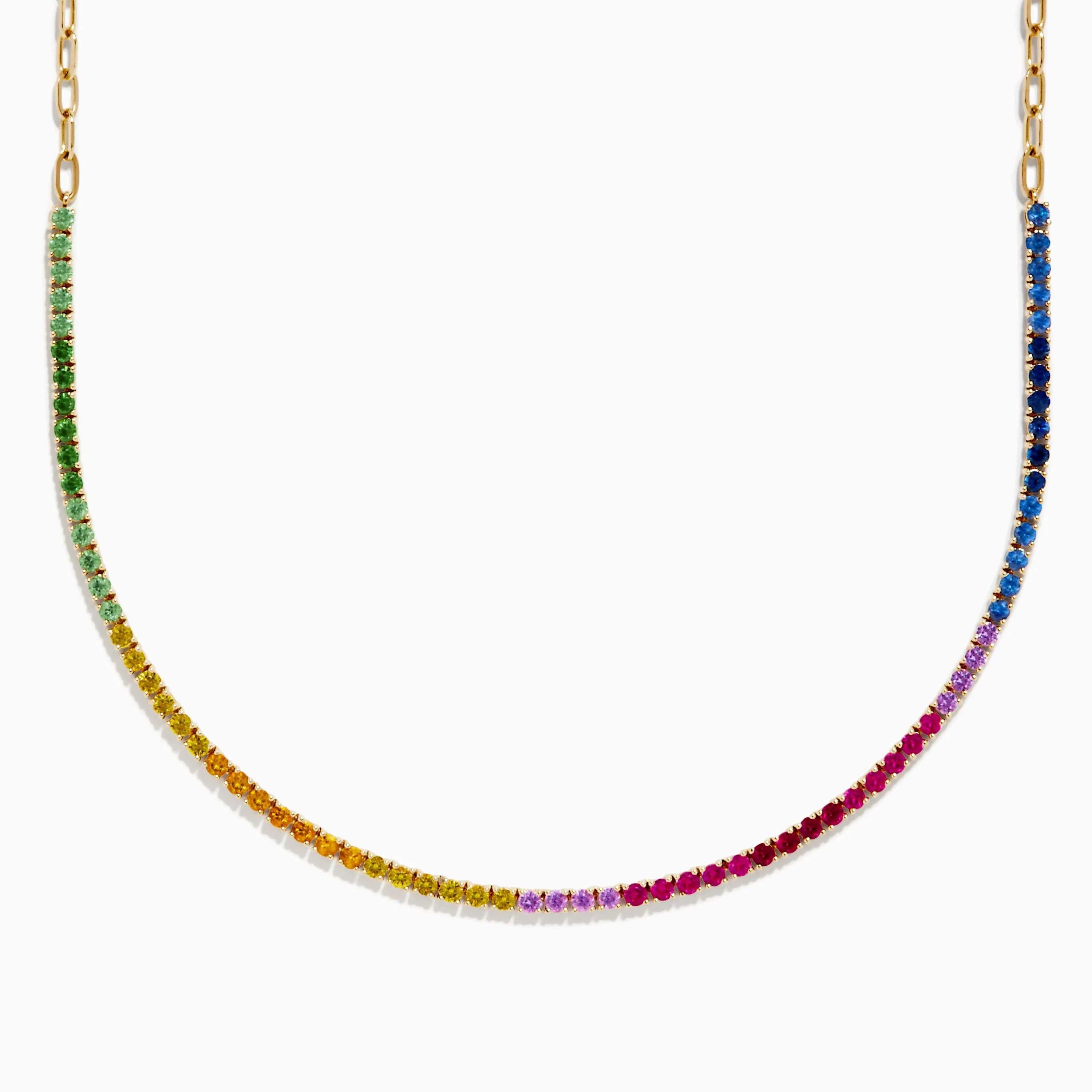 Watercolors 14K Yellow Gold Multi Sapphire, Ruby, & Tsavorite Necklace sold by Effy