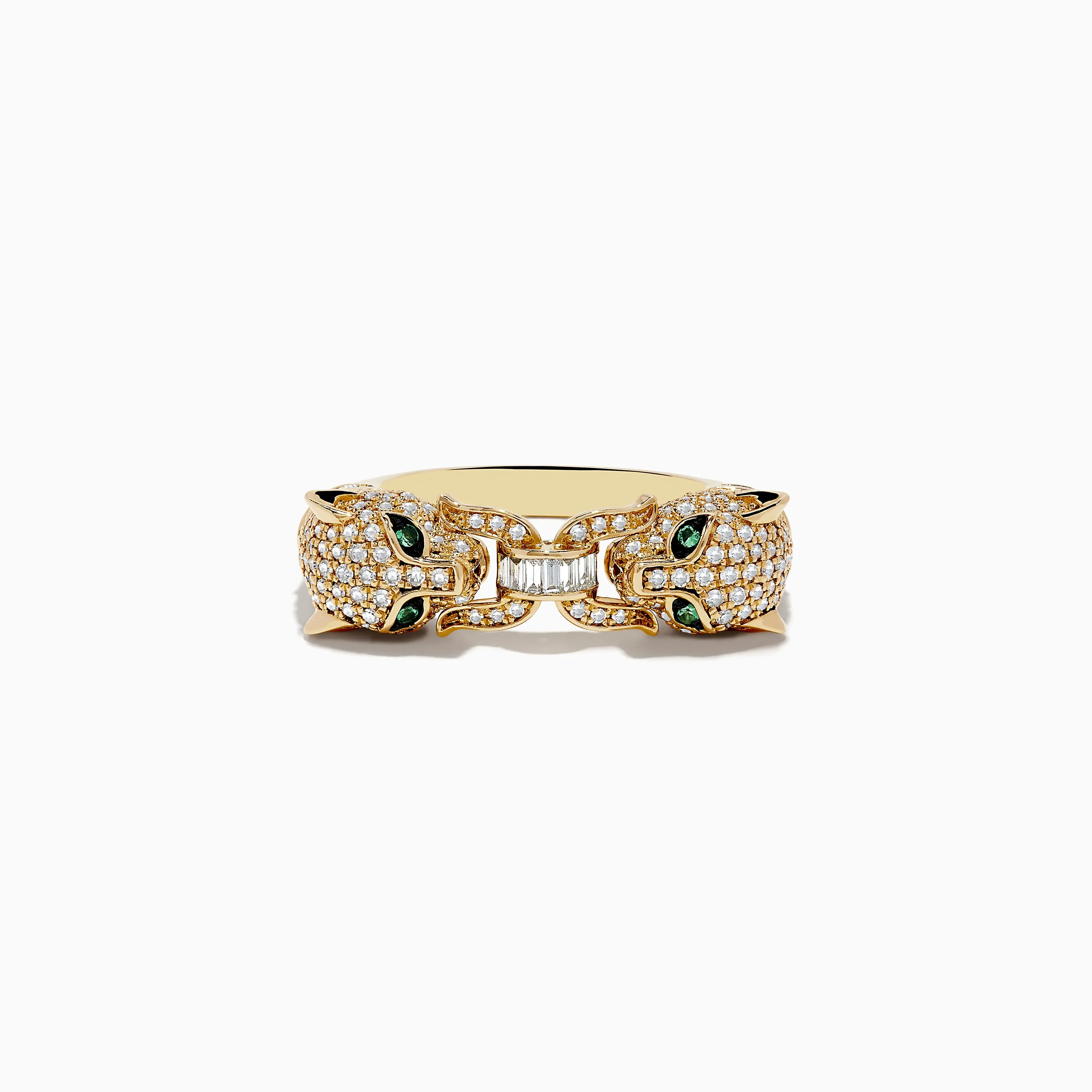 Signature 14K Yellow Gold Diamond and Emerald Panther Ring sold by Effy product image thumbnail 4