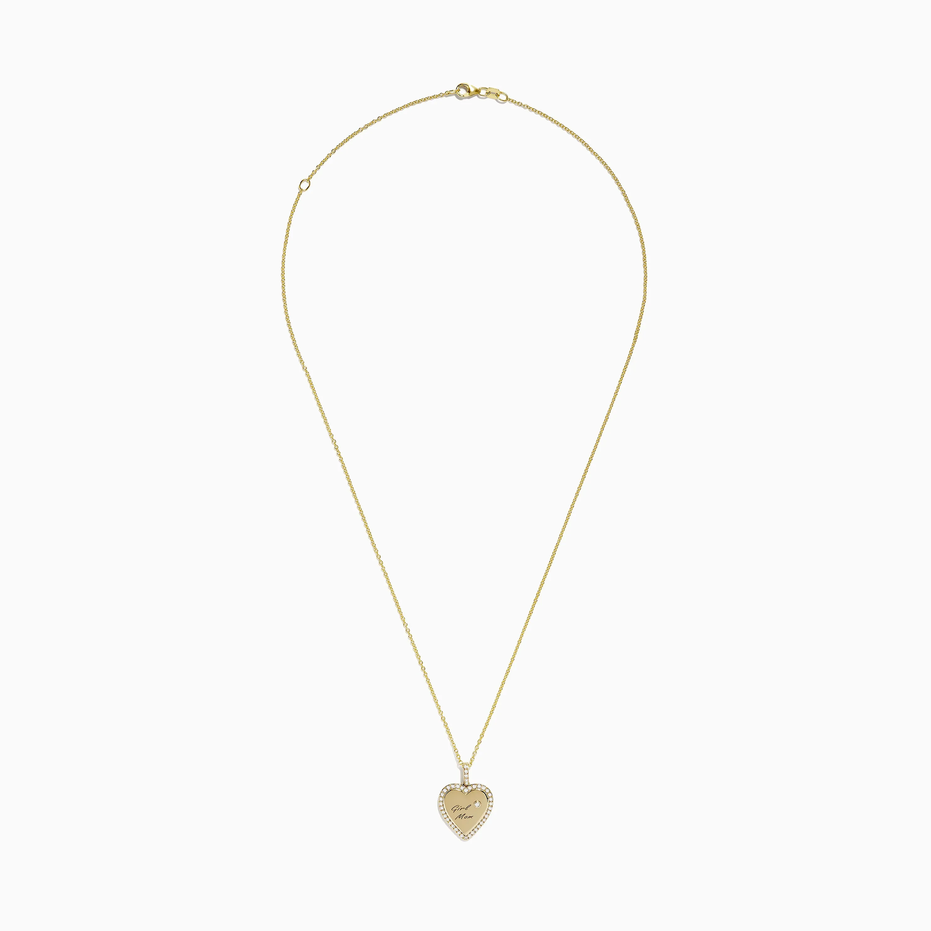 Novelty 14k Yellow Gold "Girl Mom" Diamond Heart Pendant sold by Effy product image thumbnail 2