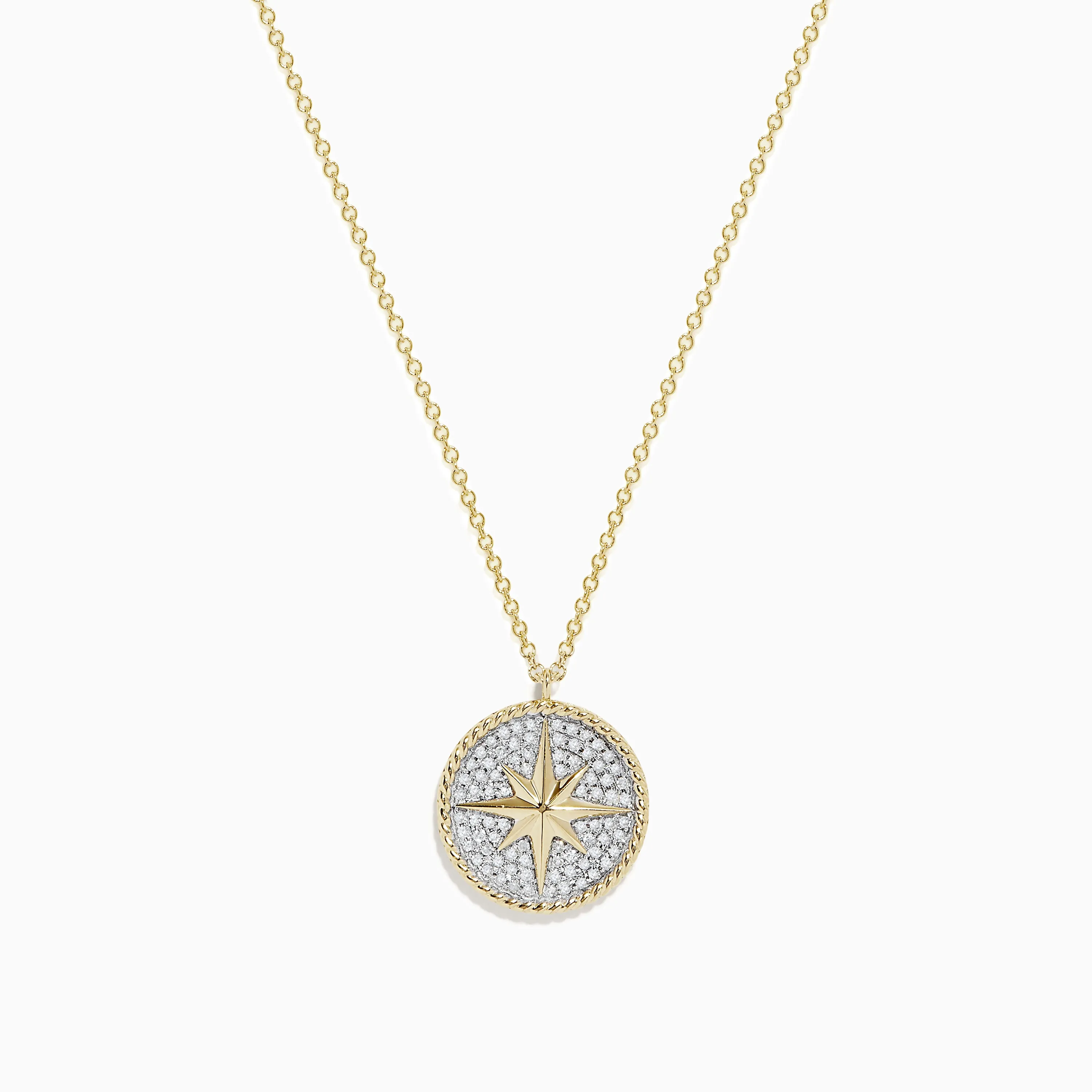 Novelty 14k Yellow Gold Diamond Compass Pendant sold by Effy