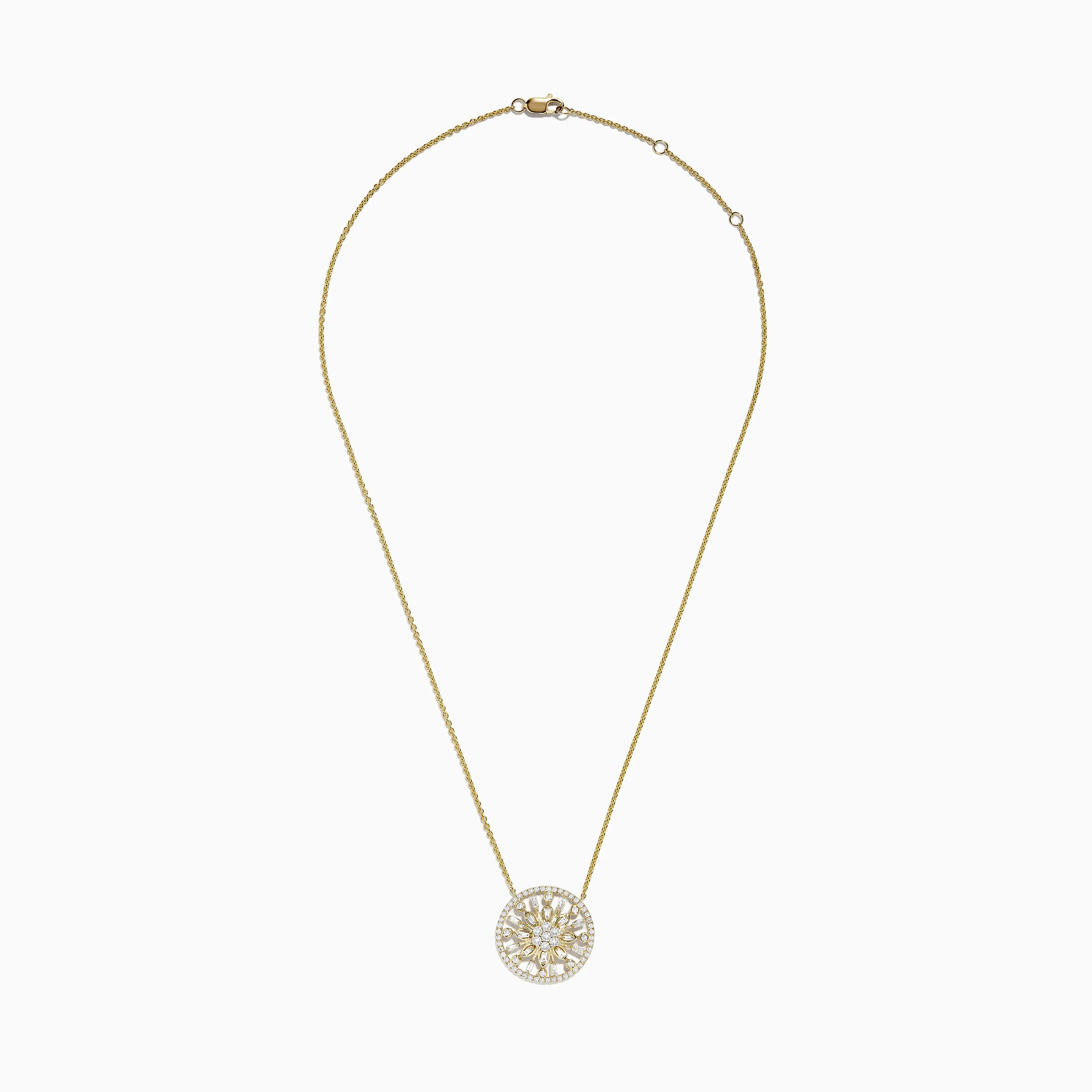 D'Oro 14K Yellow Gold Circled Flower Diamond Pendant 1.14 TCW sold by Effy product image thumbnail 2