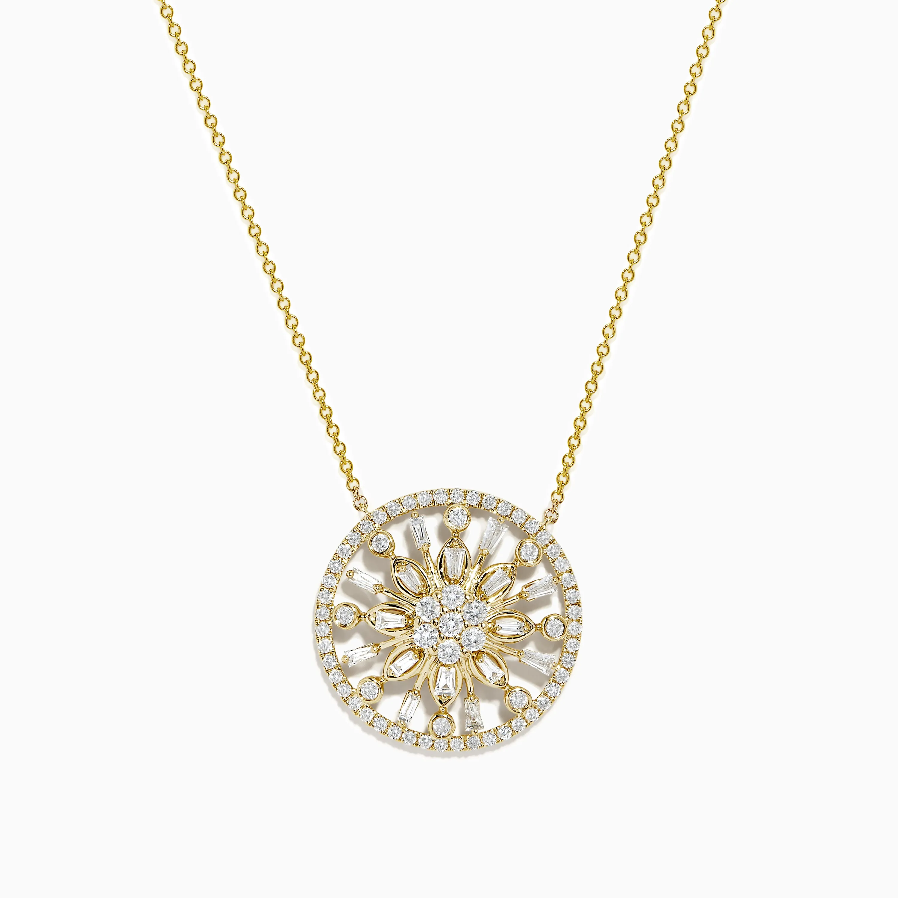 D'Oro 14K Yellow Gold Circled Flower Diamond Pendant 1.14 TCW sold by Effy