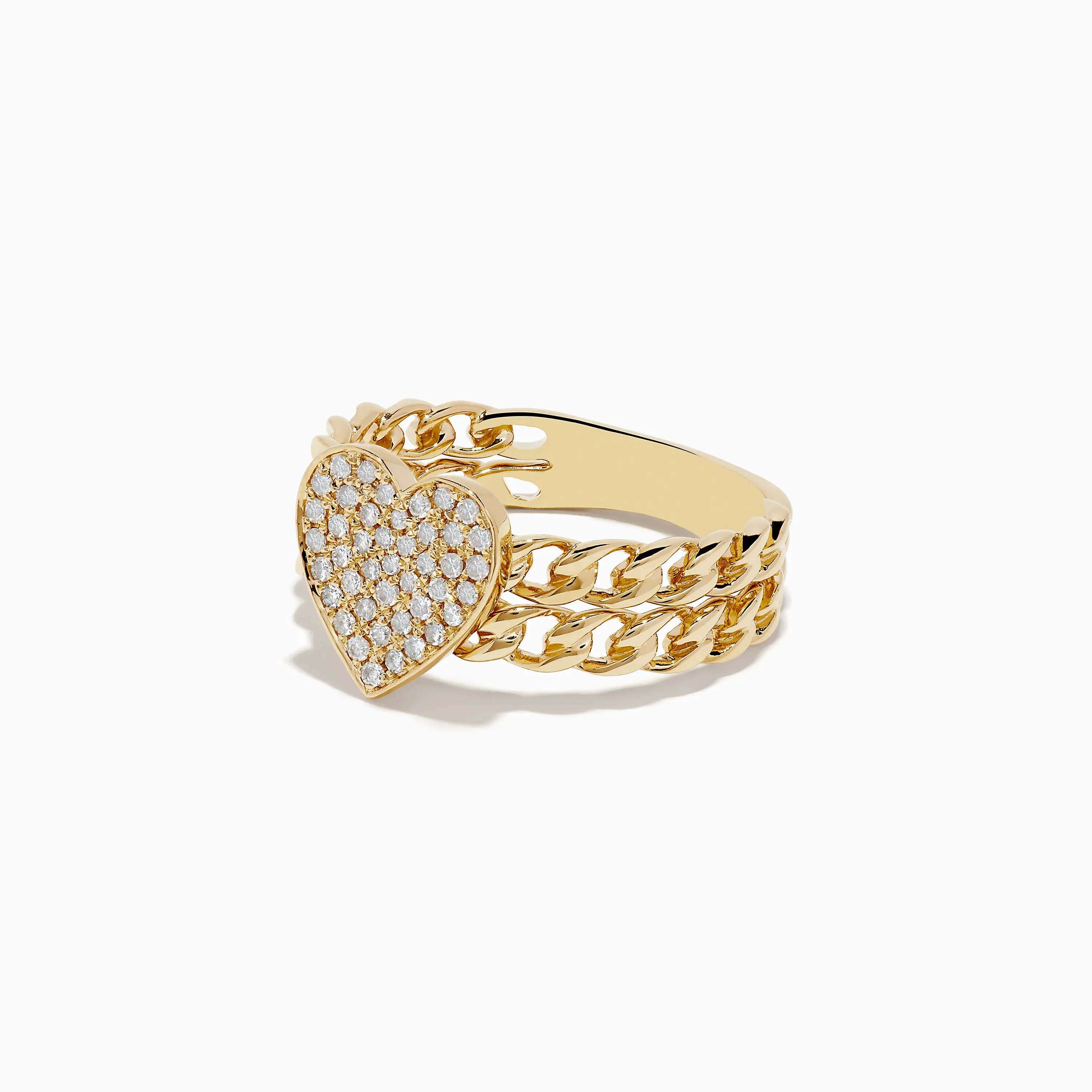 Novelty 14K Yellow Gold Pave Diamond Heart Chain Link Ring sold by Effy product image thumbnail 2