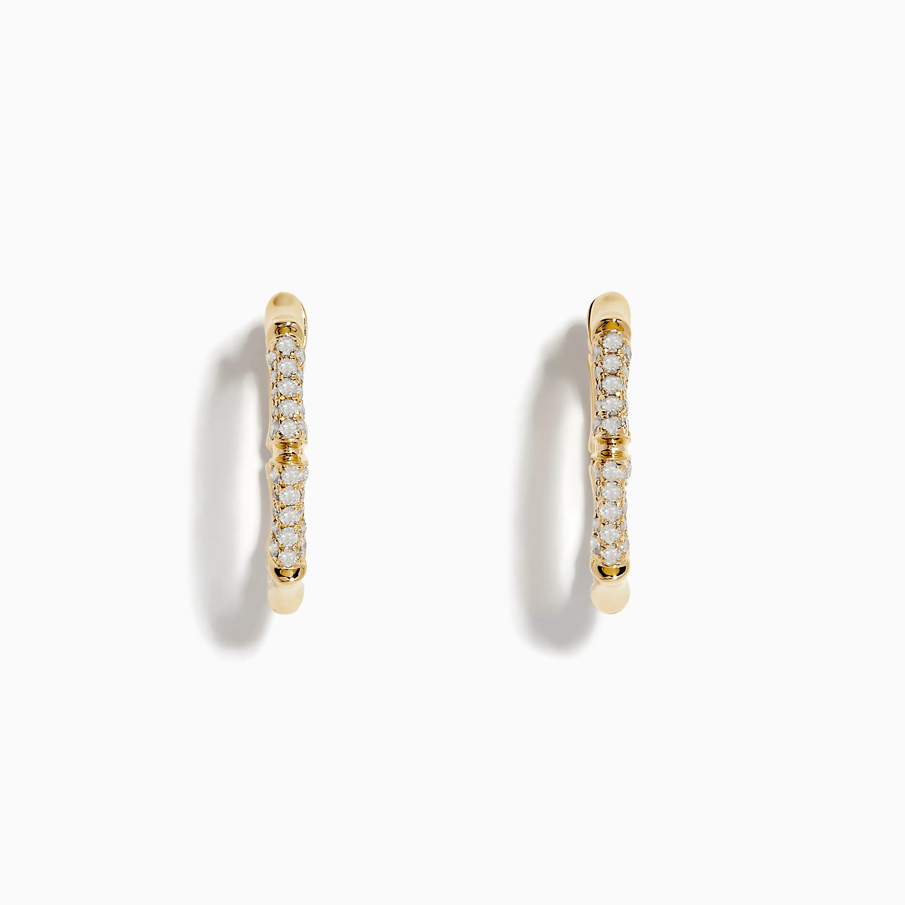 D'Oro 14 Karat Yellow Gold 5/8" Diamond Bamboo Hoop Earrings sold by Effy