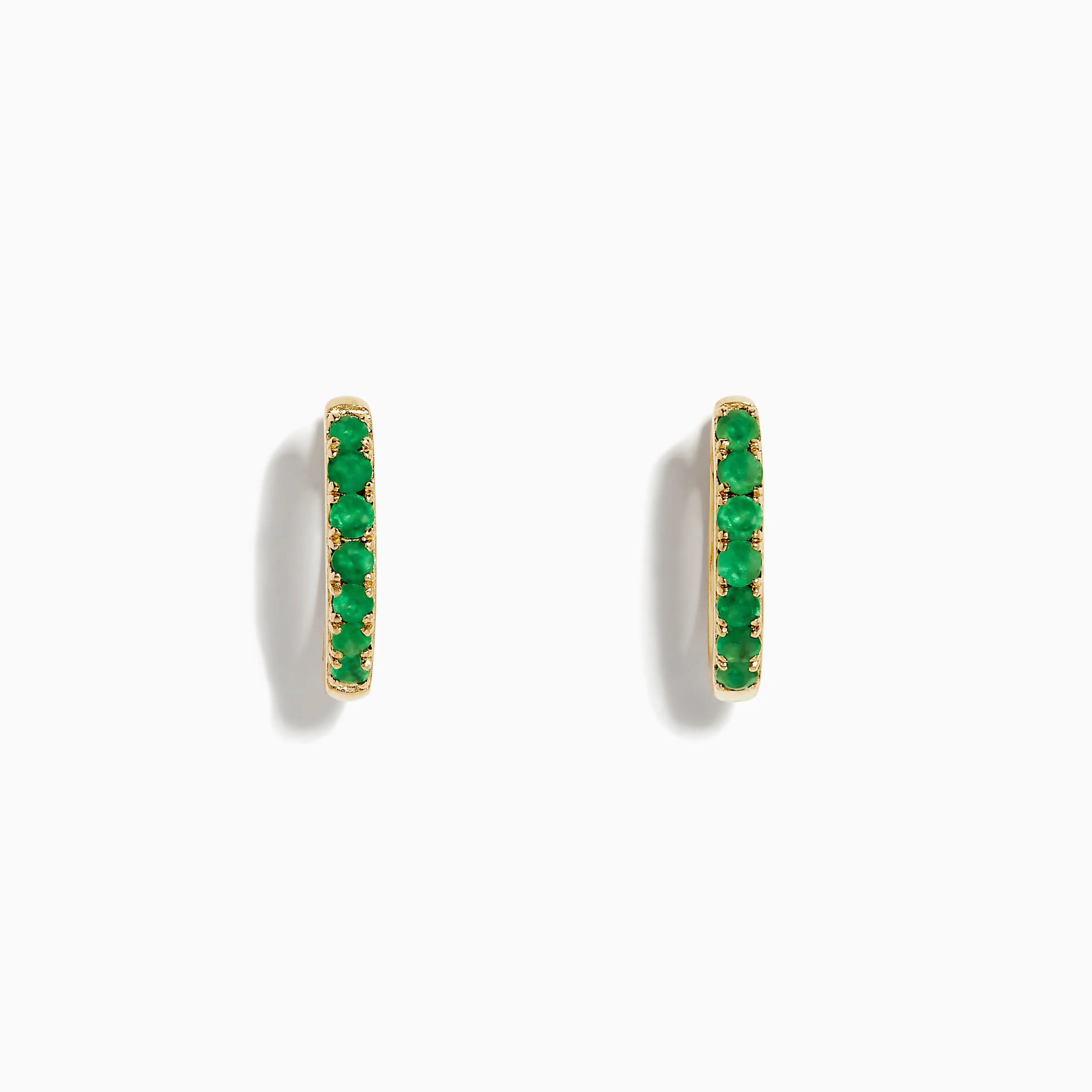 14K Yellow Gold Emerald Huggie Earrings sold by Effy