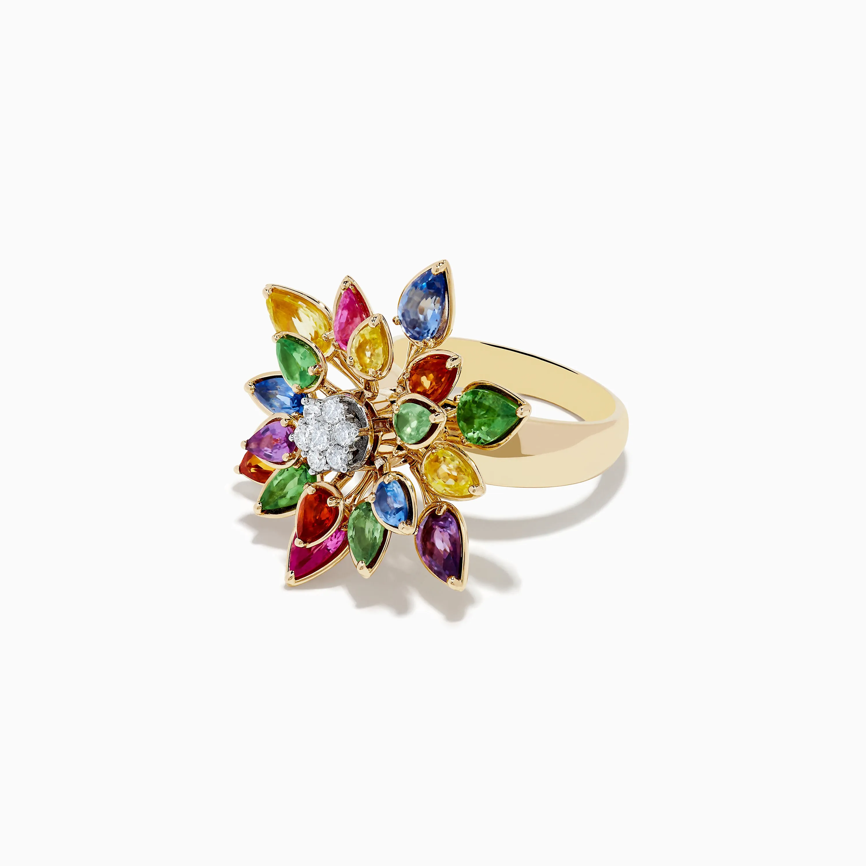 Watercolors 14K Two-Tone Multi Sapphire Moving Petals Flower Ring sold by Effy product image thumbnail 2