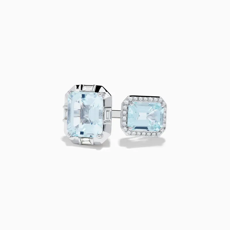 14K White Gold Double Aquamarine Ring sold by Effy