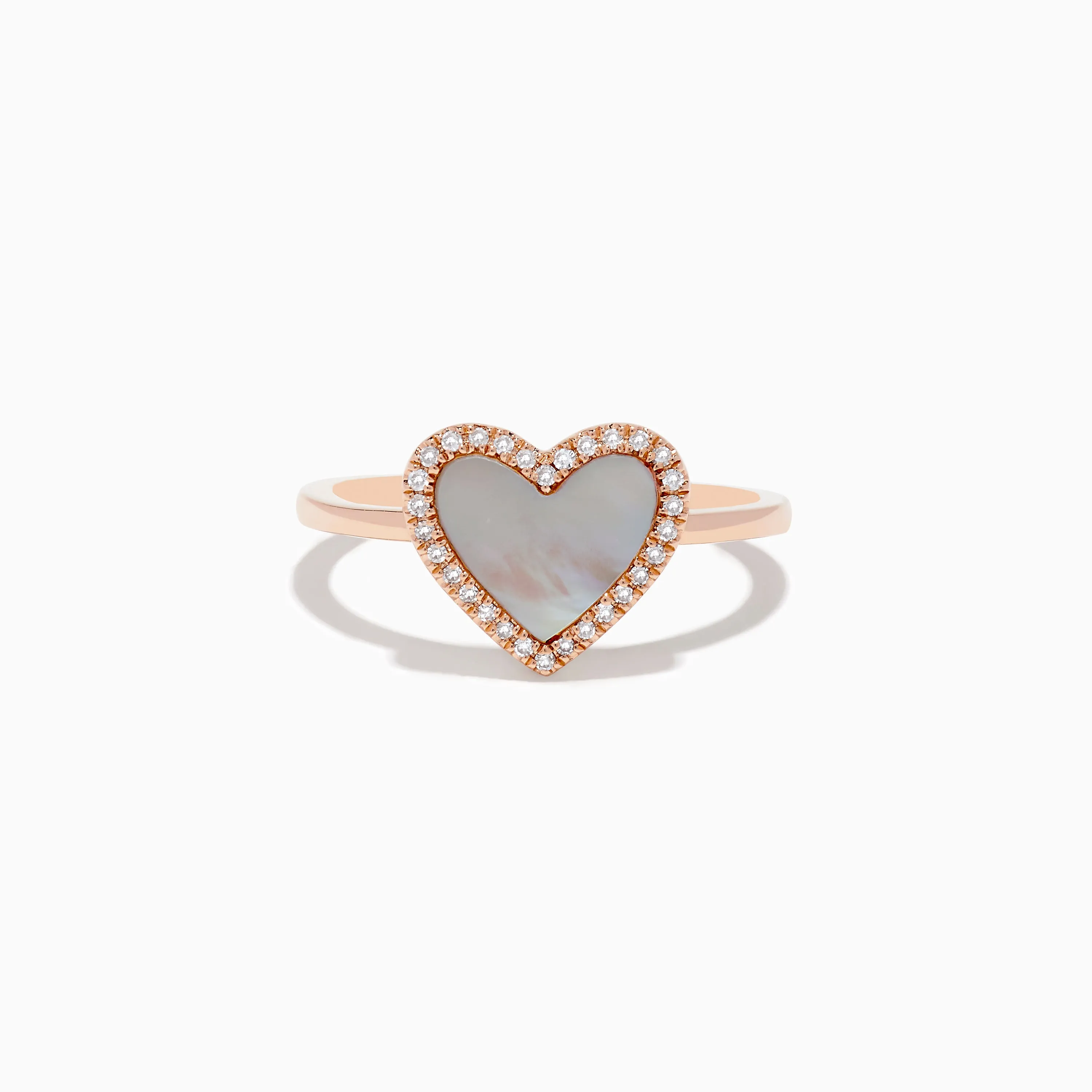 14K Rose Gold Mother of Pearl and Diamond Heart Ring sold by Effy