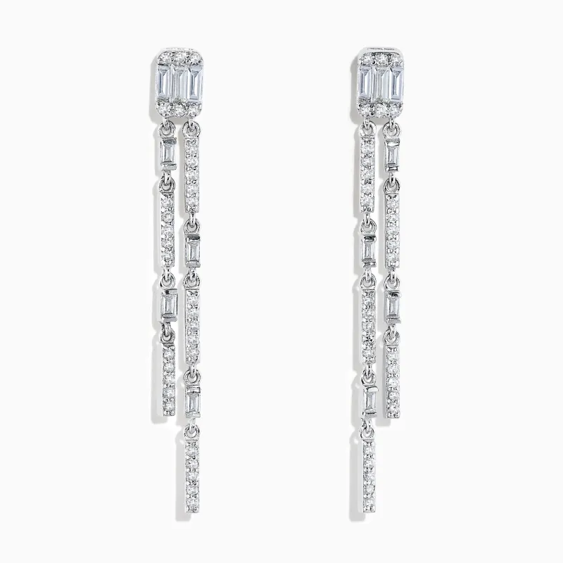 Pave Classica 14K White Gold Diamond Drop Earrings sold by Effy