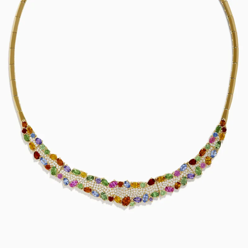 Watercolors 14K Yellow Gold Multi Sapphire and Diamond Necklace sold by Effy