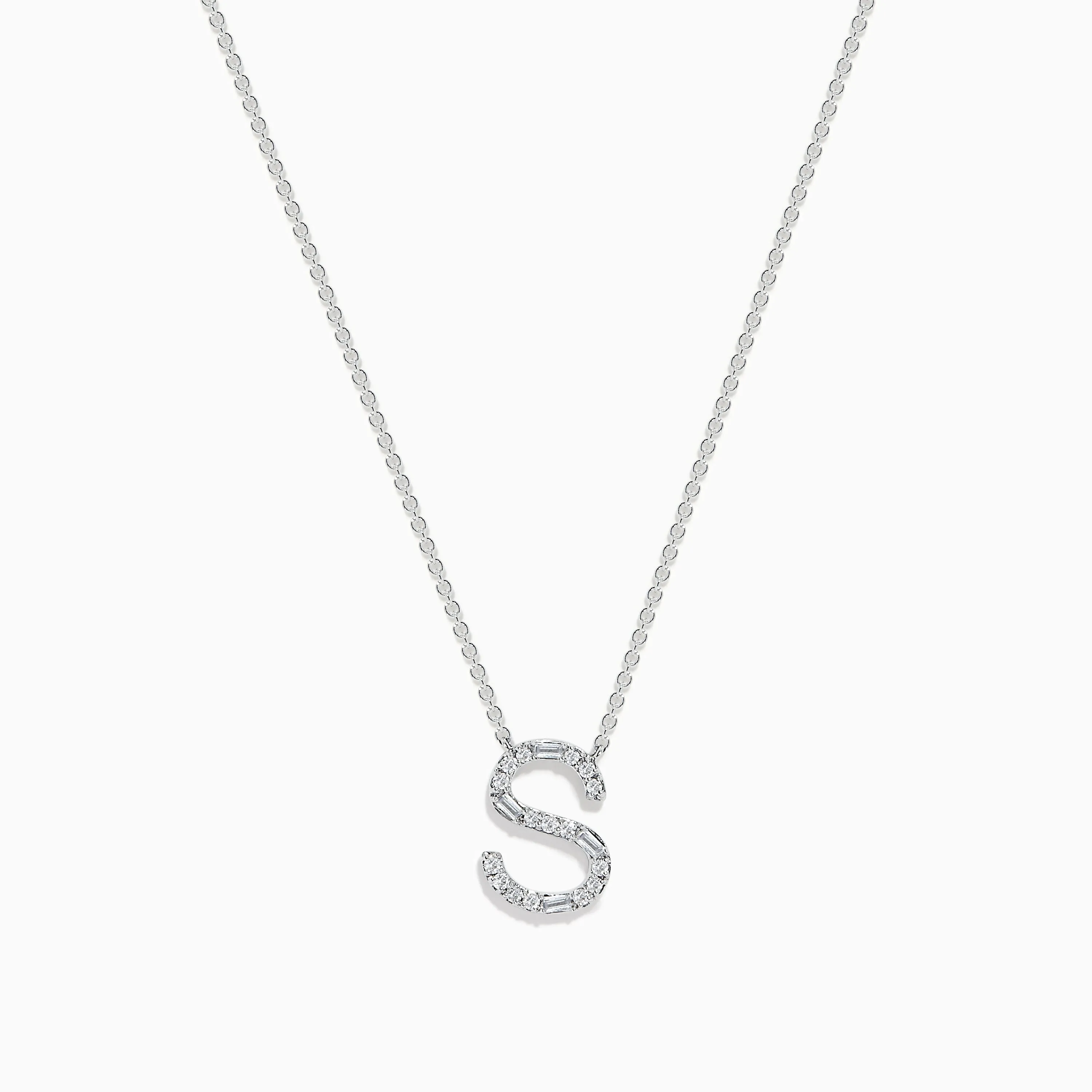 14 Karat White Gold Initial "S" Diamond Necklace sold by Effy