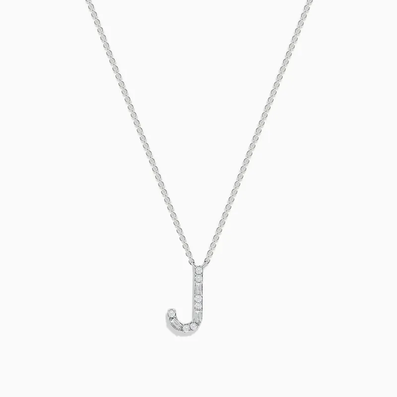 14 Karat White Gold Initial "J" Diamond Necklace sold by Effy