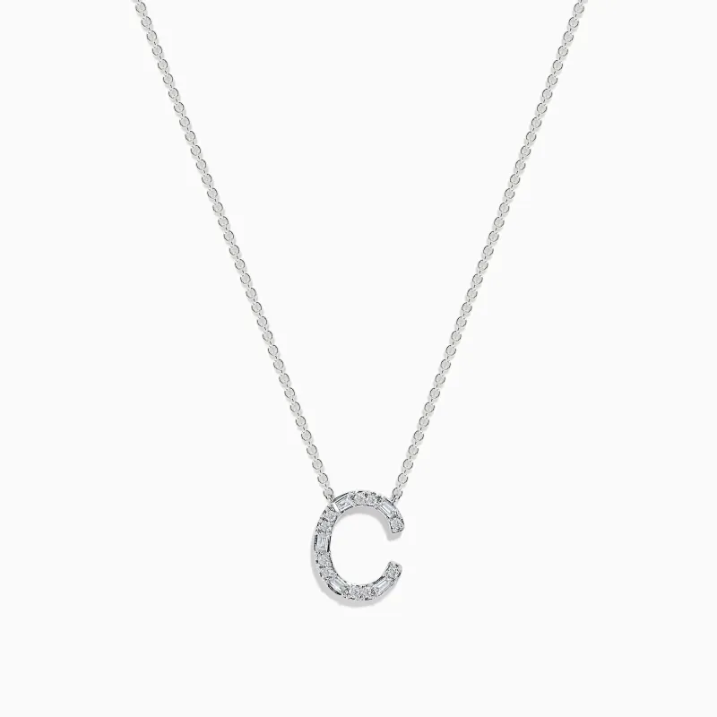 14 Karat White Gold Initial "C" Diamond Necklace sold by Effy