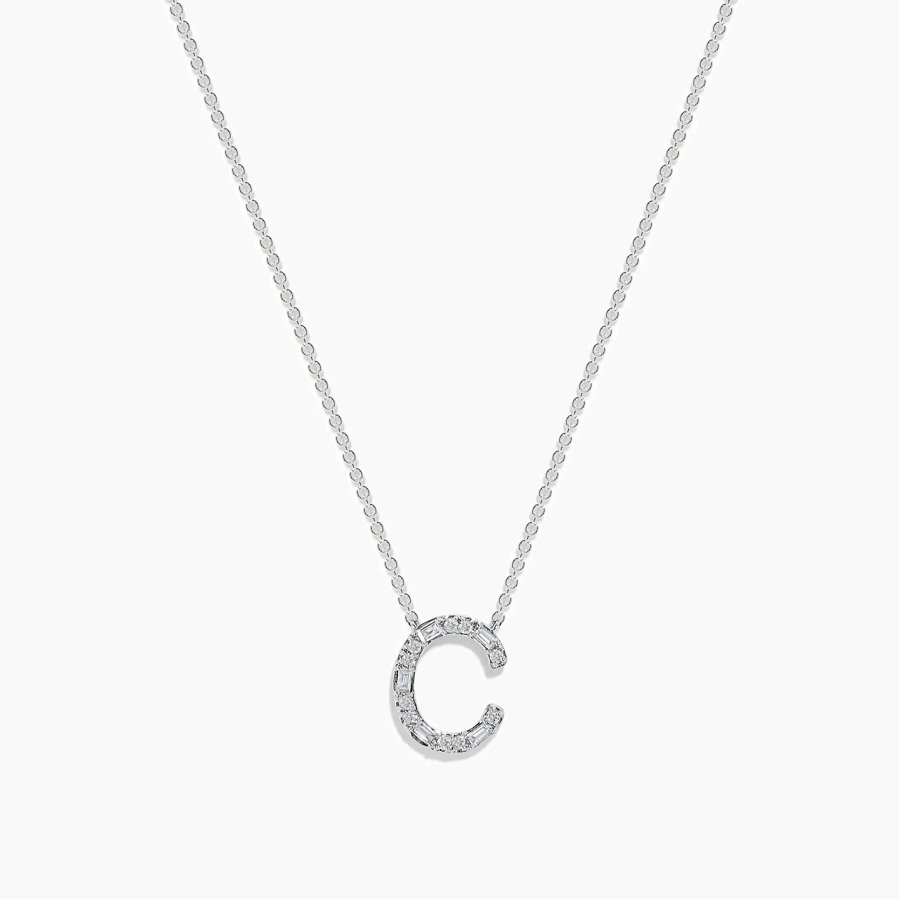 14 Karat White Gold Initial "C" Diamond Necklace sold by Effy