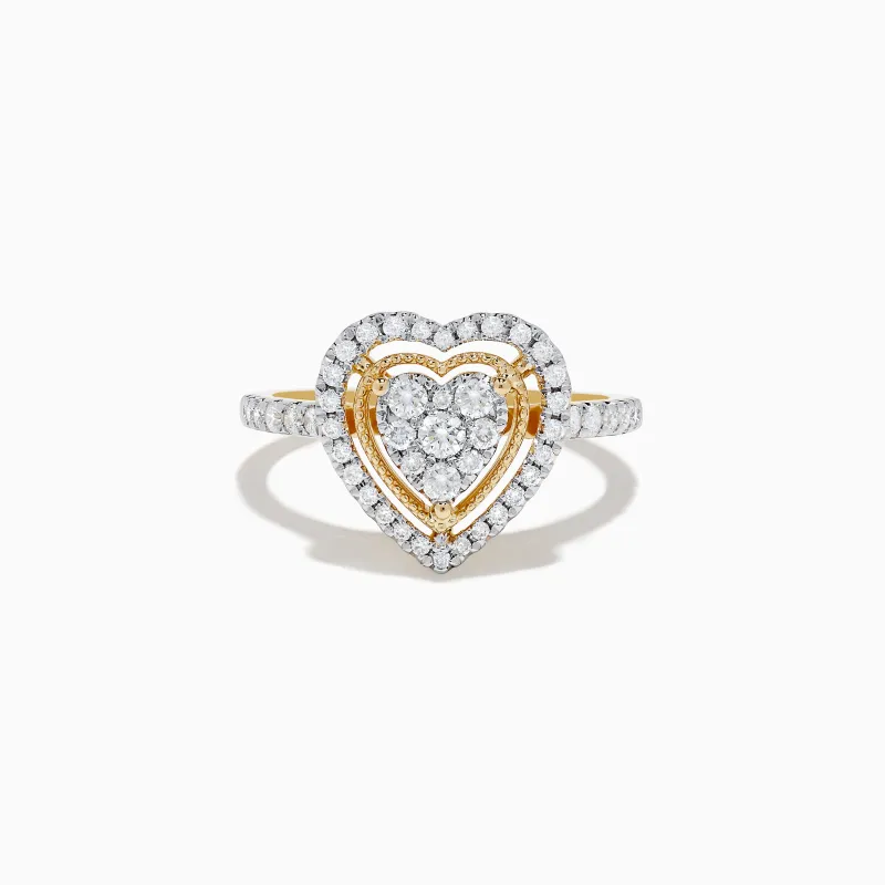 Novelty 14K Yellow Gold Heart Diamond Ring 0.57 TCW sold by Effy