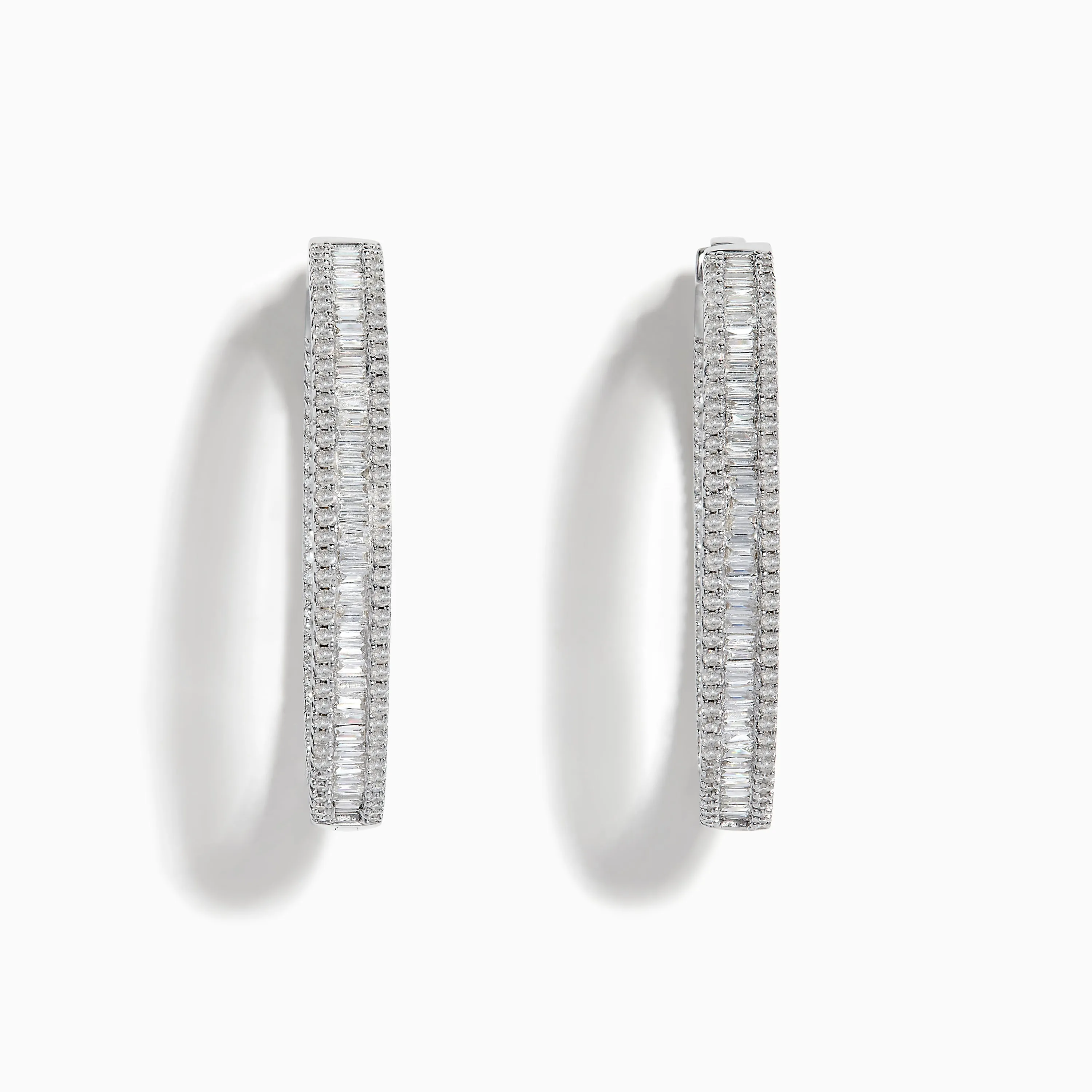 Pave Classica 14 Karat White Gold Diamond 1.25" Hoop Earrings 2.24 TCW sold by Effy
