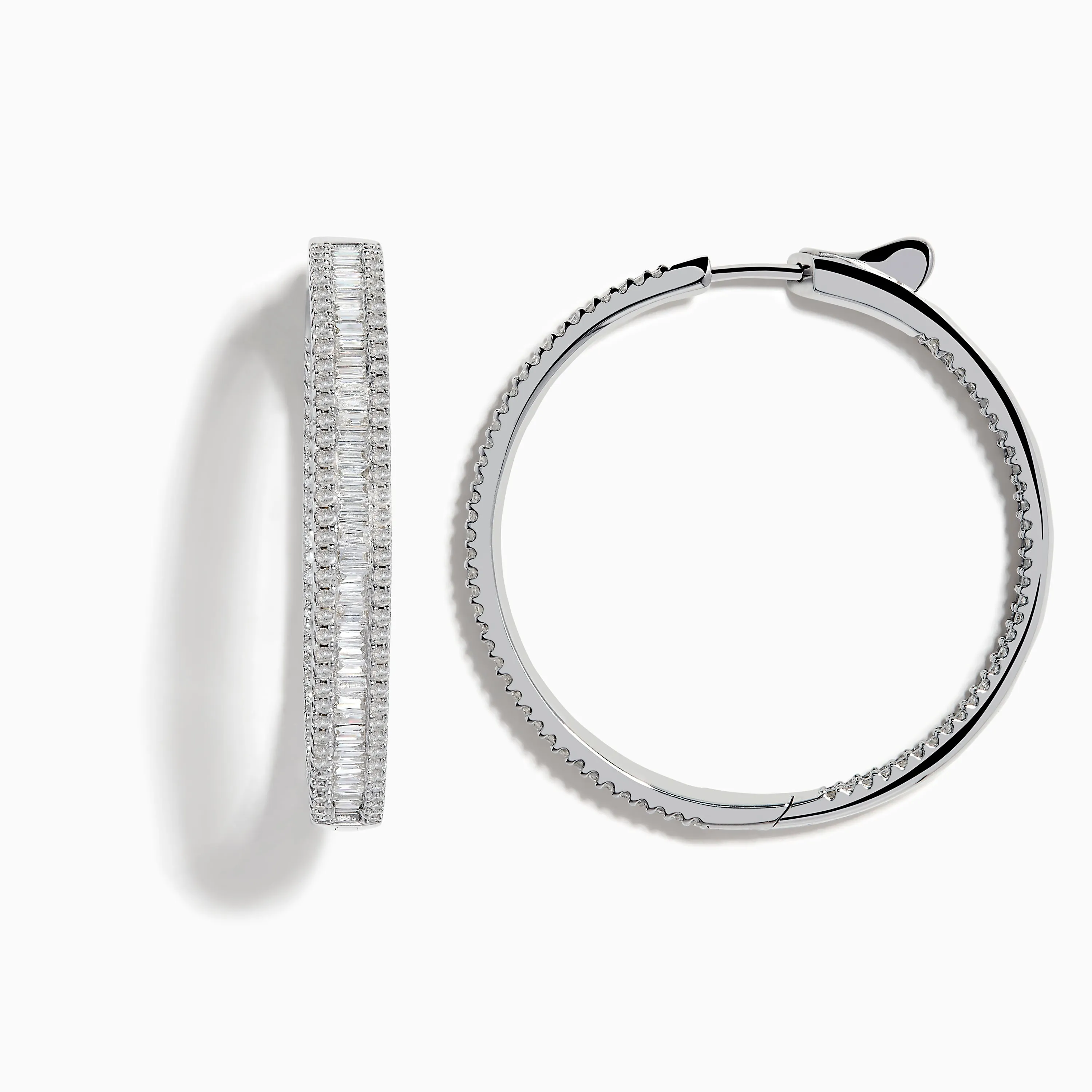 Pave Classica 14 Karat White Gold Diamond 1.25" Hoop Earrings 2.24 TCW sold by Effy product image thumbnail 2