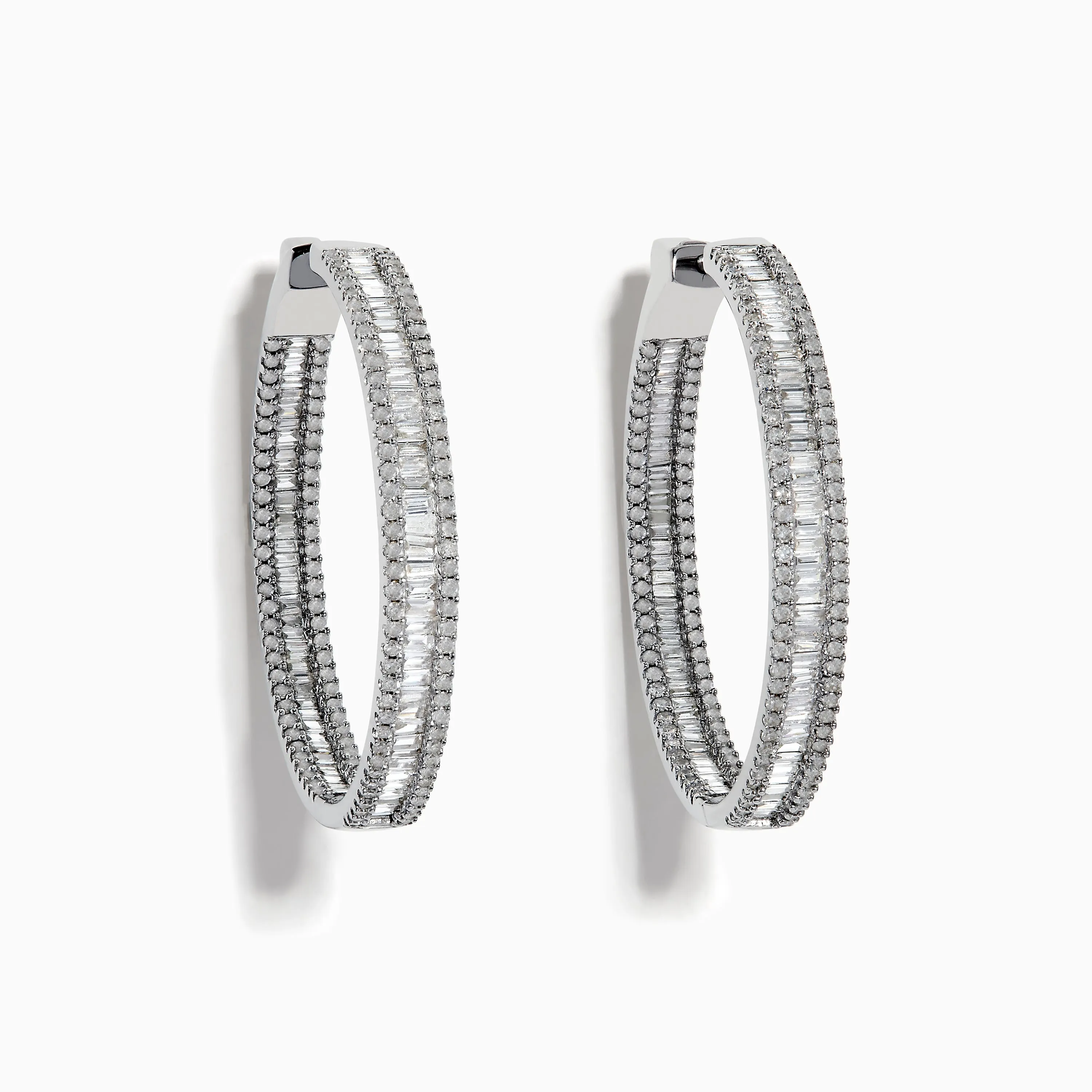 Pave Classica 14 Karat White Gold Diamond 1.25" Hoop Earrings 2.24 TCW sold by Effy product image thumbnail 3