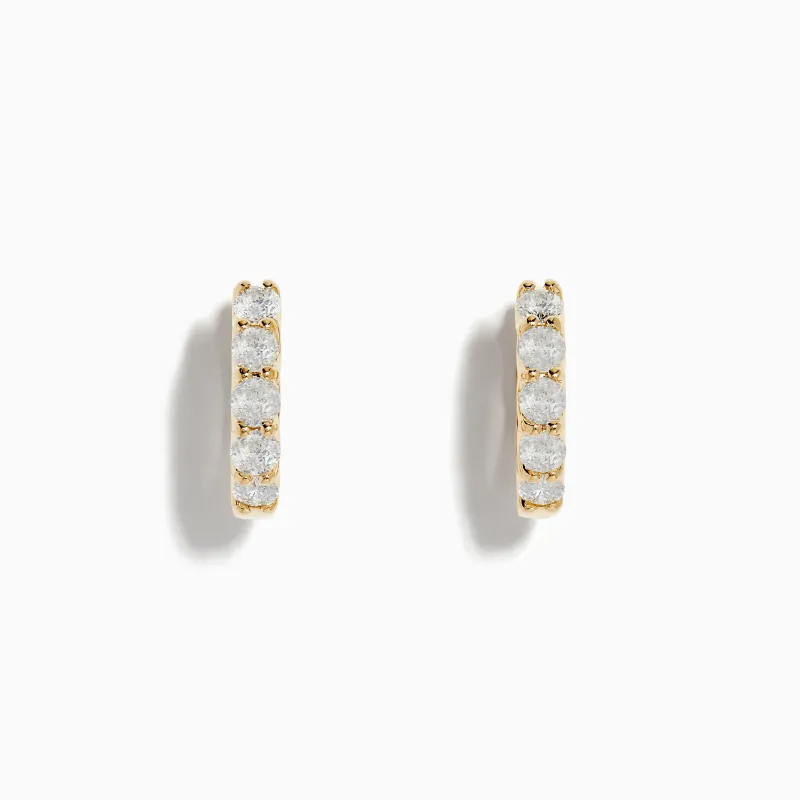 D'Oro 14 Karat Yellow Gold 5/8" Diamond Hoop Earrings 0.98 TCW sold by Effy