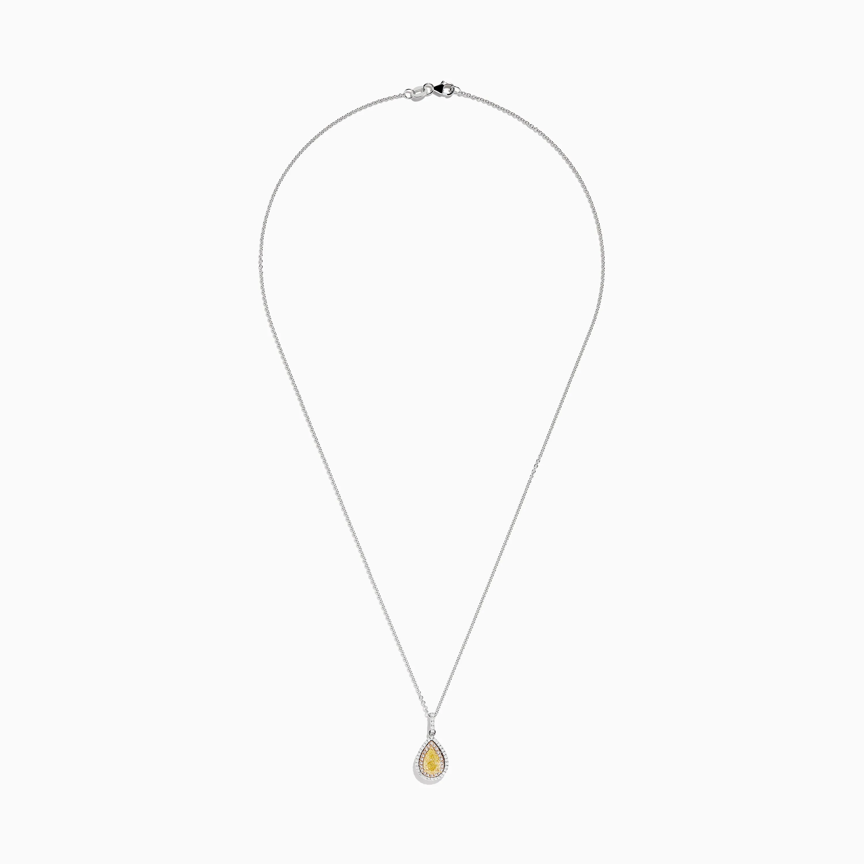 18K Three Tone Gold Pear Shaped Yellow Diamond and Pink Diamond Halo Pendant sold by Effy product image thumbnail 2