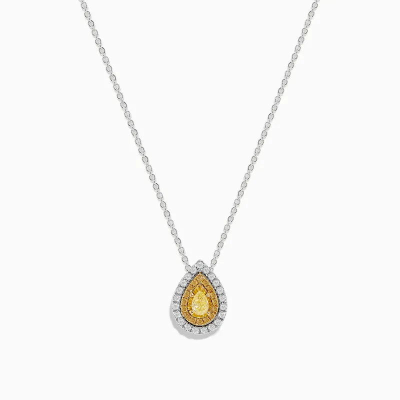 Canare 14K Two-Tone Gold Pear Shaped Yellow Diamond Pendant sold by Effy