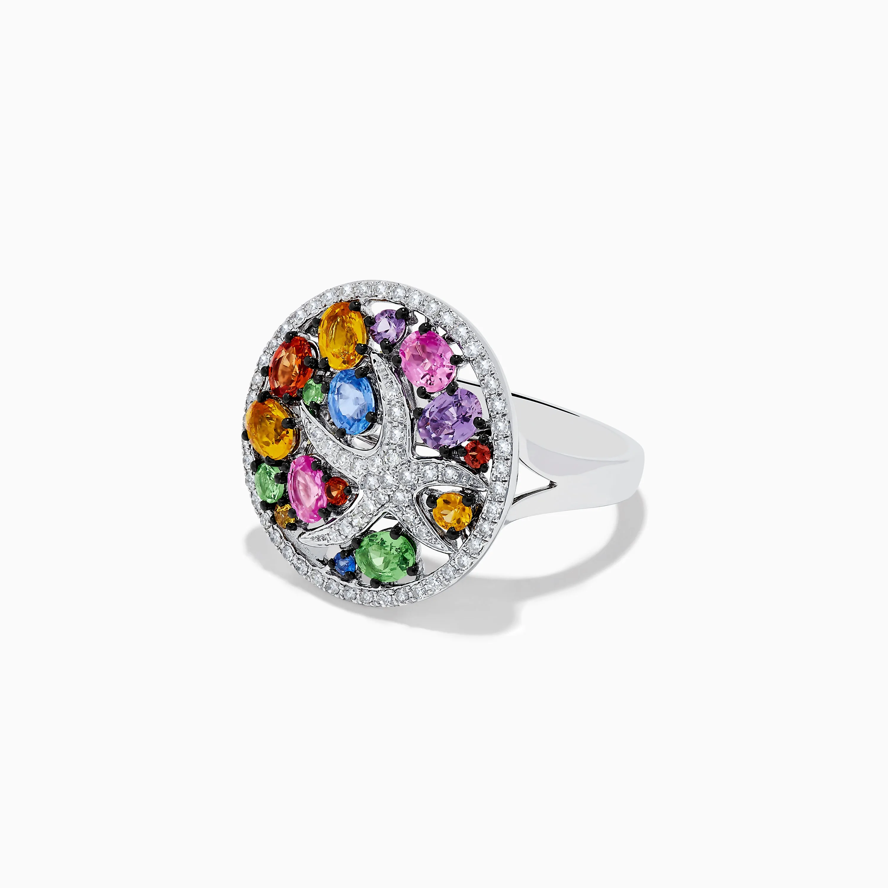 Watercolors 14K White Gold Diamond and Multi Sapphire Ring sold by Effy product image thumbnail 2