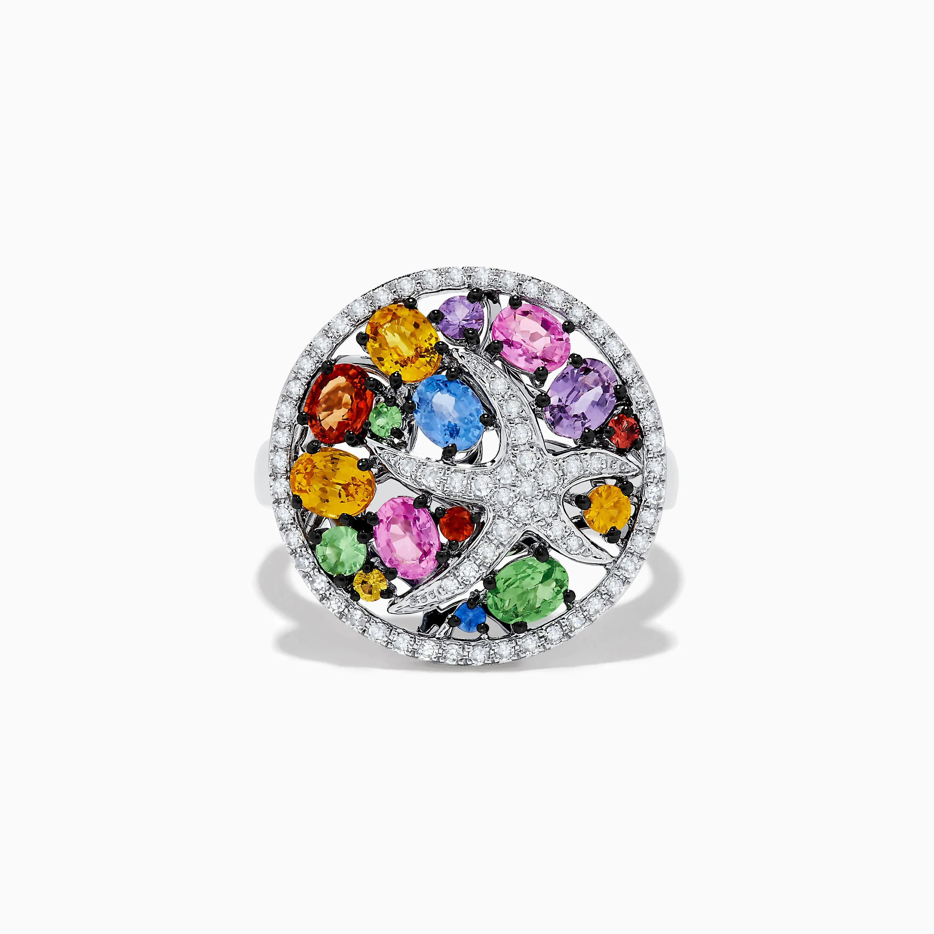 Watercolors 14K White Gold Diamond and Multi Sapphire Ring sold by Effy