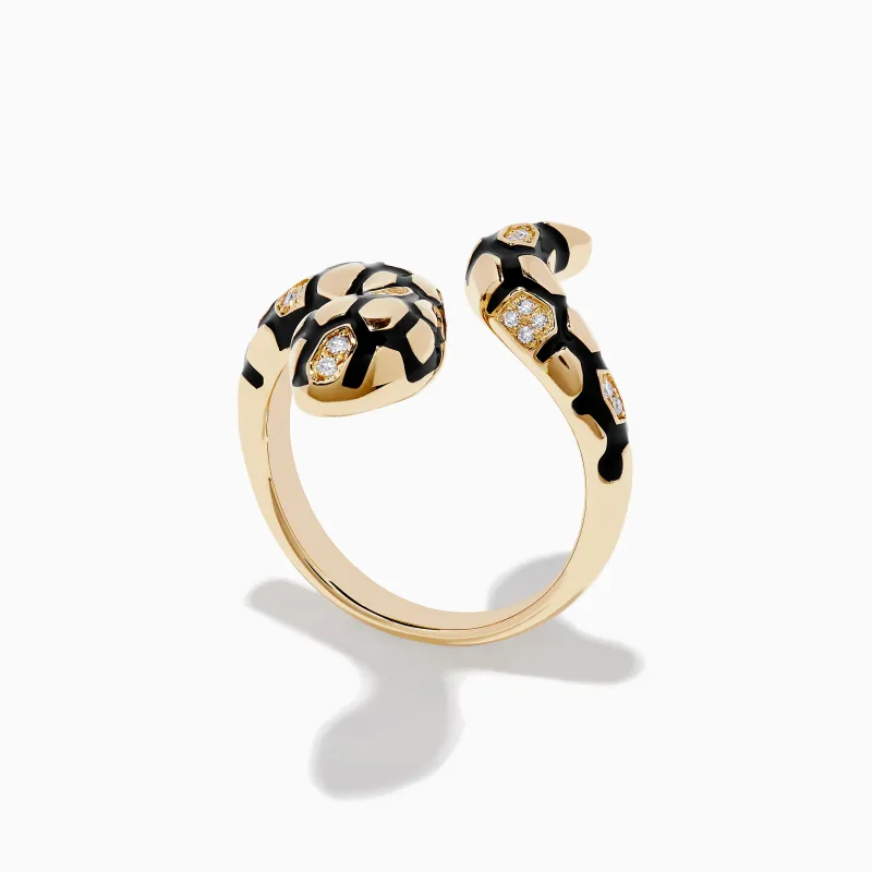 Safari 14K Yellow Gold Diamond and Enamel Ring sold by Effy