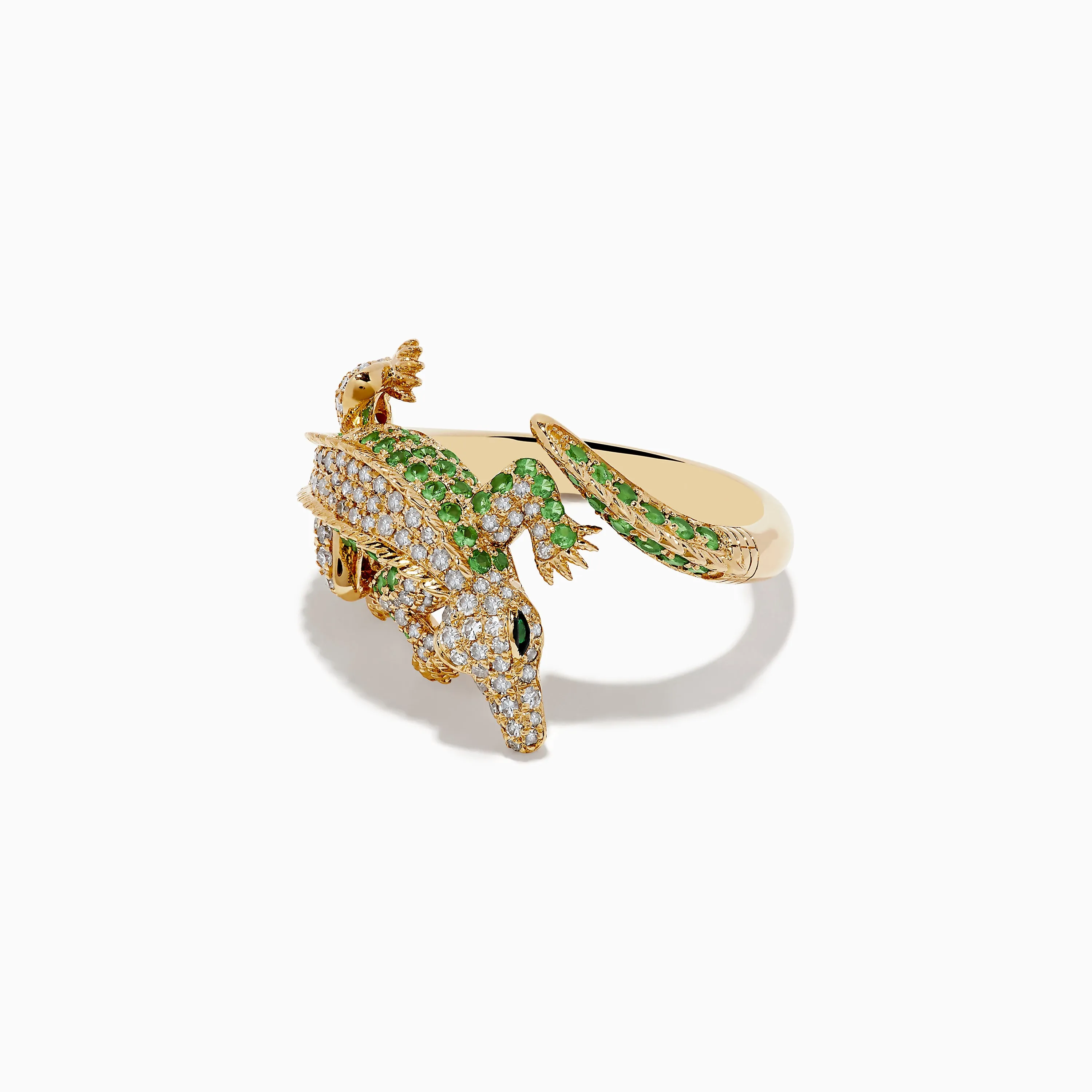 Safari 14K Yellow Gold Diamond, Tsavorite, and Emerald Crocodile Ring sold by Effy product image thumbnail 2