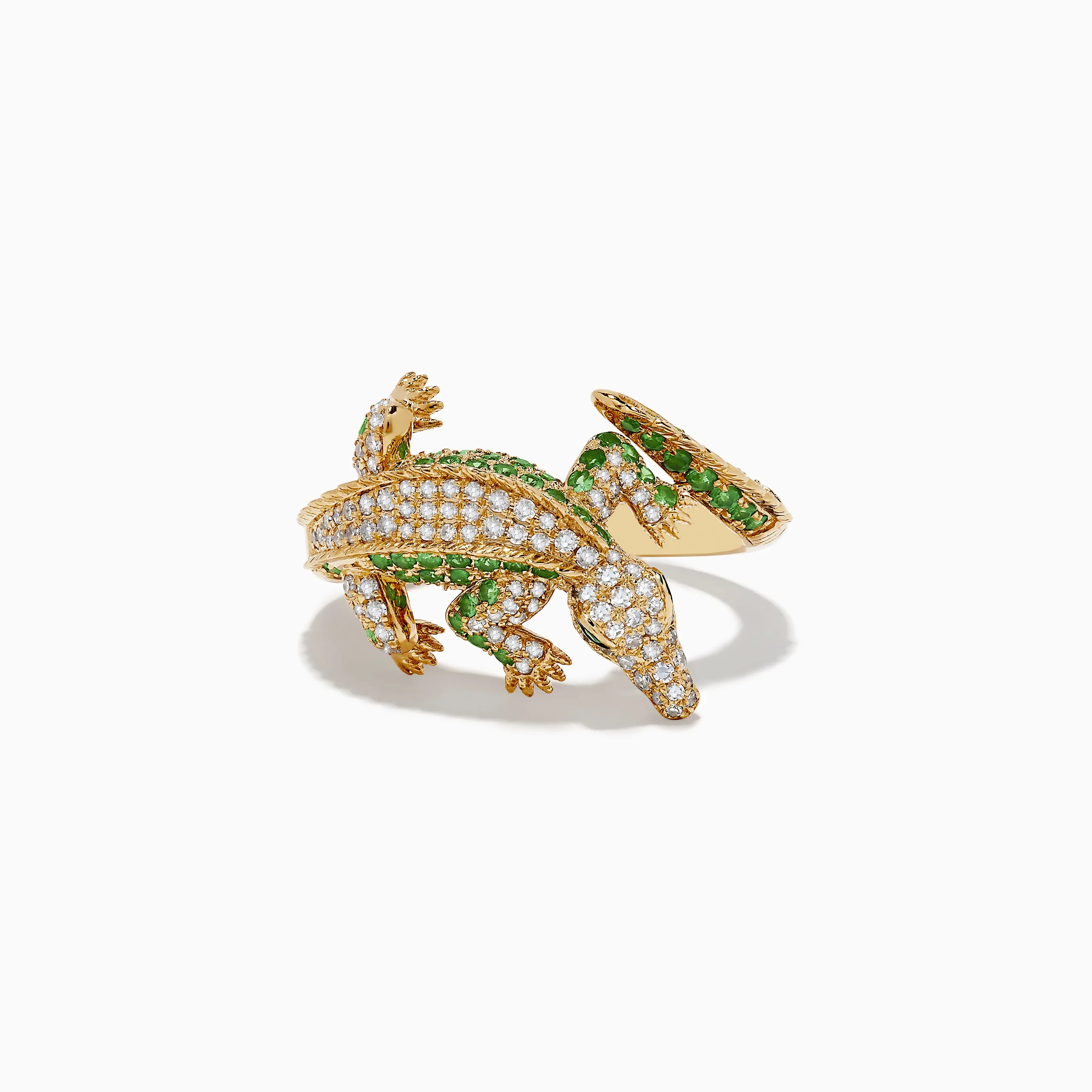 Safari 14K Yellow Gold Diamond, Tsavorite, and Emerald Crocodile Ring sold by Effy product image thumbnail 4