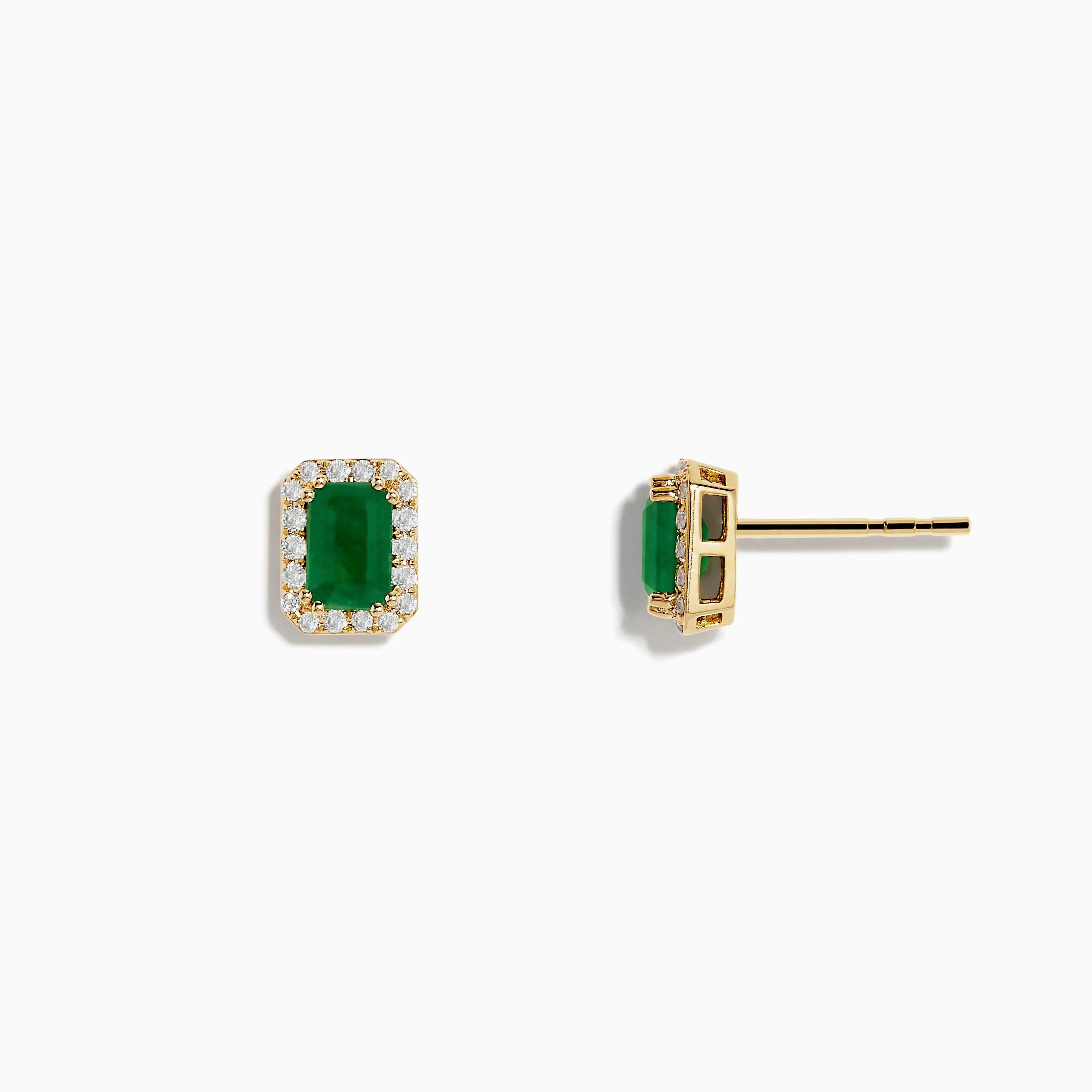 14K Yellow Gold Diamond Halo Emerald Stud Earrings sold by Effy product image thumbnail 2