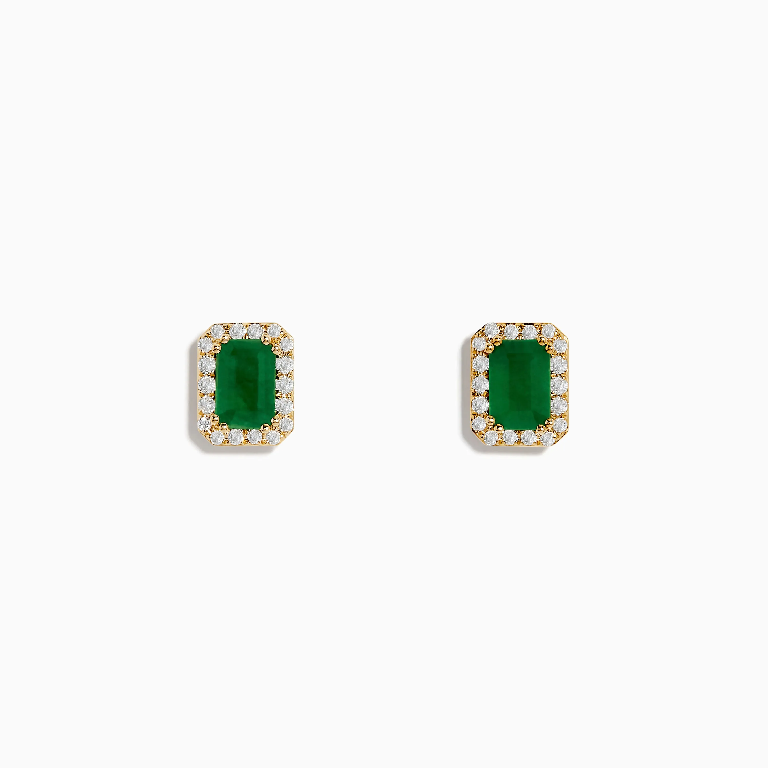 14K Yellow Gold Diamond Halo Emerald Stud Earrings sold by Effy