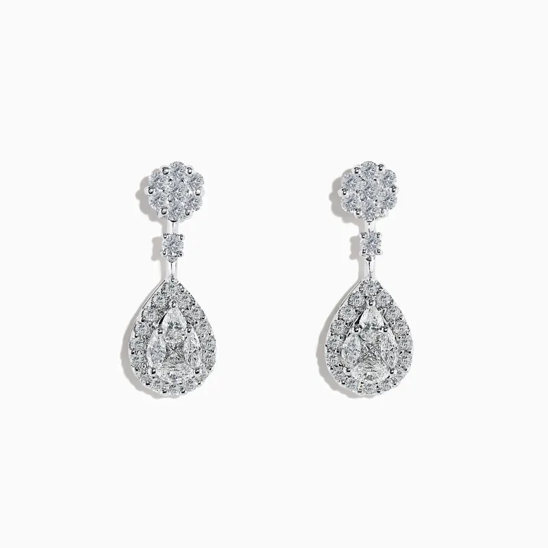 Pave Classica 14K White Diamond Earrings sold by Effy