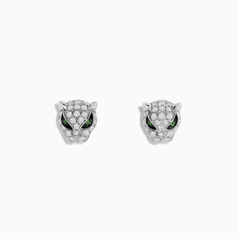Signature 14K White Gold Diamond and Tsavorite Earrings sold by Effy