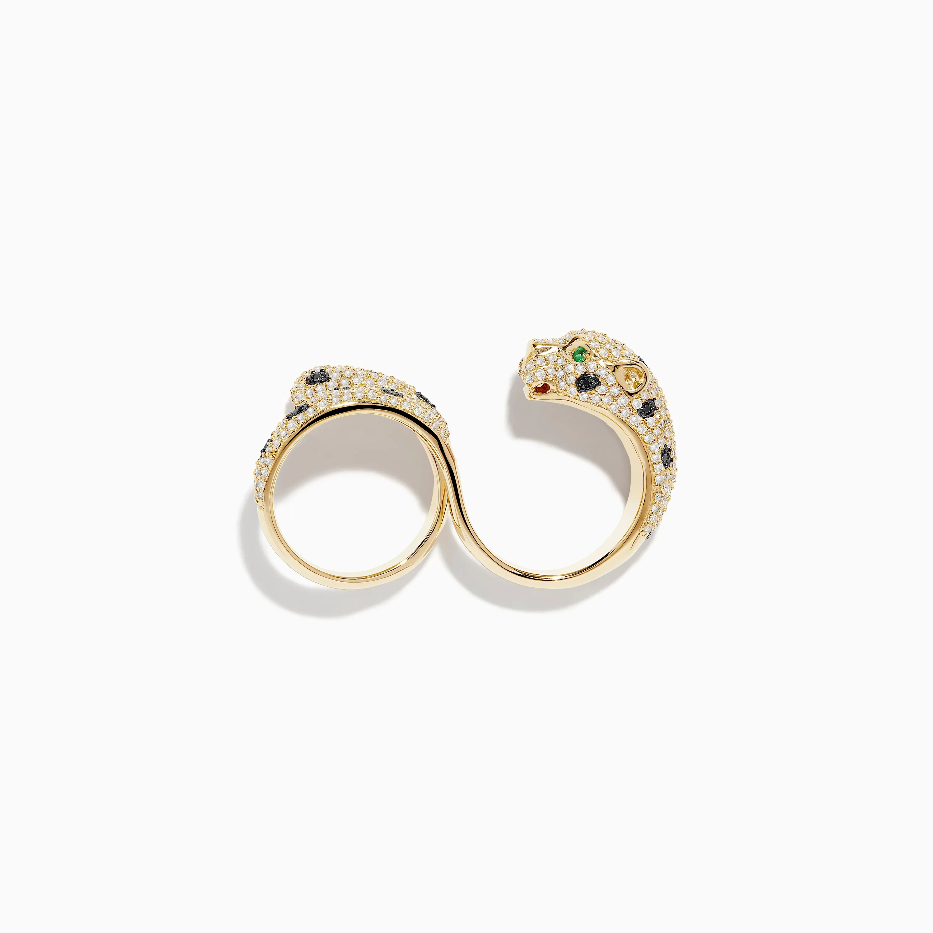 Signature 14K Gold Emerald, Black and White Double Finger Ring sold by Effy product image thumbnail 2